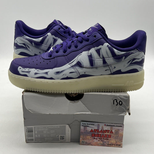 Size 8 - Nike Air Force 1 Low Purple Skeleton White Leather (CU8067-500)