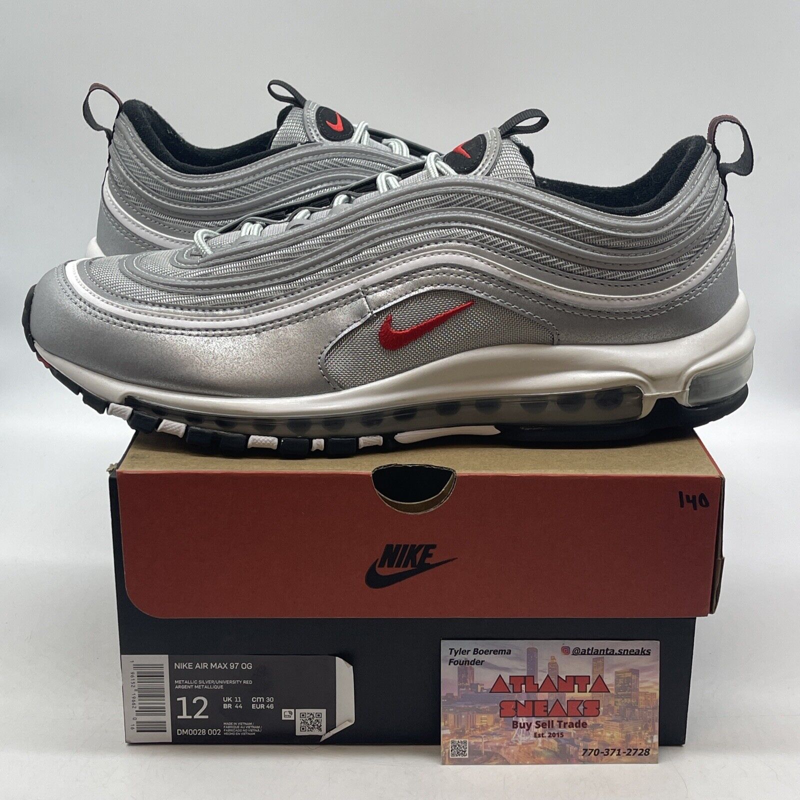 Size 12 - Nike Air Max 97 OG Silver Bullet 2022 White Black (DM0028-002)