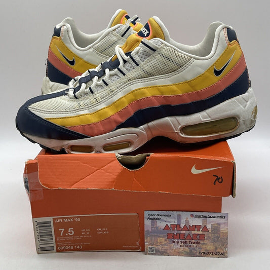 Size 7.5 - Nike Air Max 95 White Suede Leather Blue Orange Pink (609048-143)