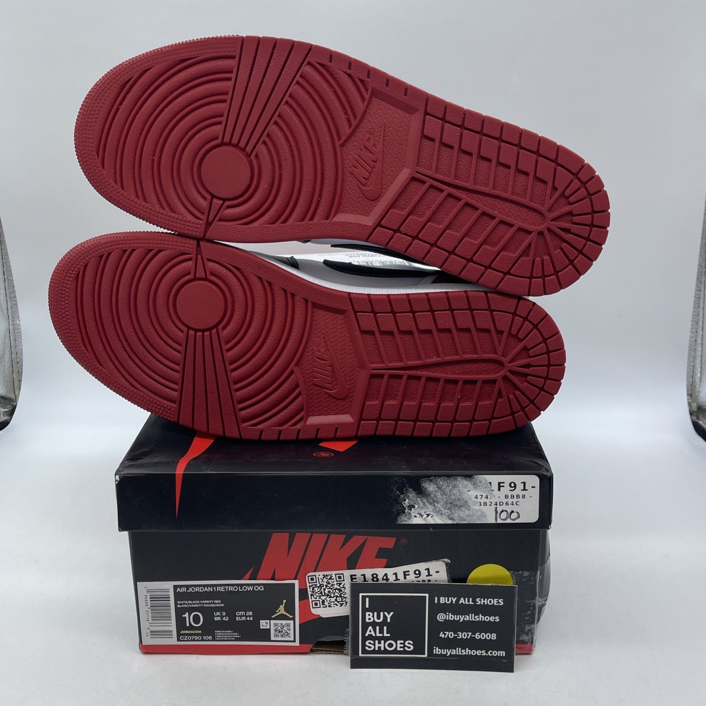 Size 10 - Air Jordan 1 Retro OG Low Black Toe Red White Leather (CZ0790-106)