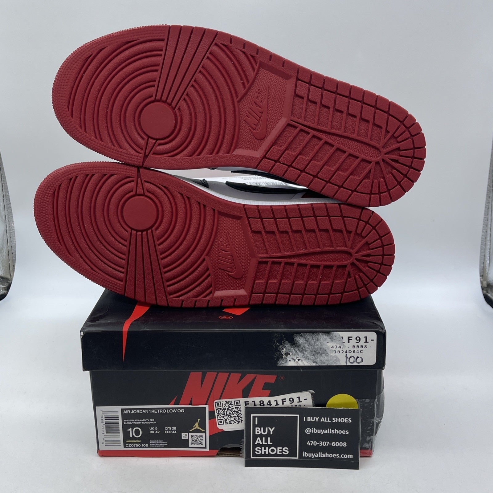 Size 10 - Air Jordan 1 Retro OG Low Black Toe Red White Leather (CZ0790-106)