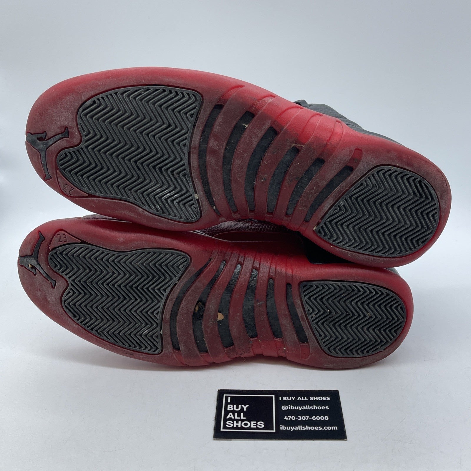 Size 9.5 - Jordan 12 Retro Mid Flu Game Black Red Leather (130690-002)