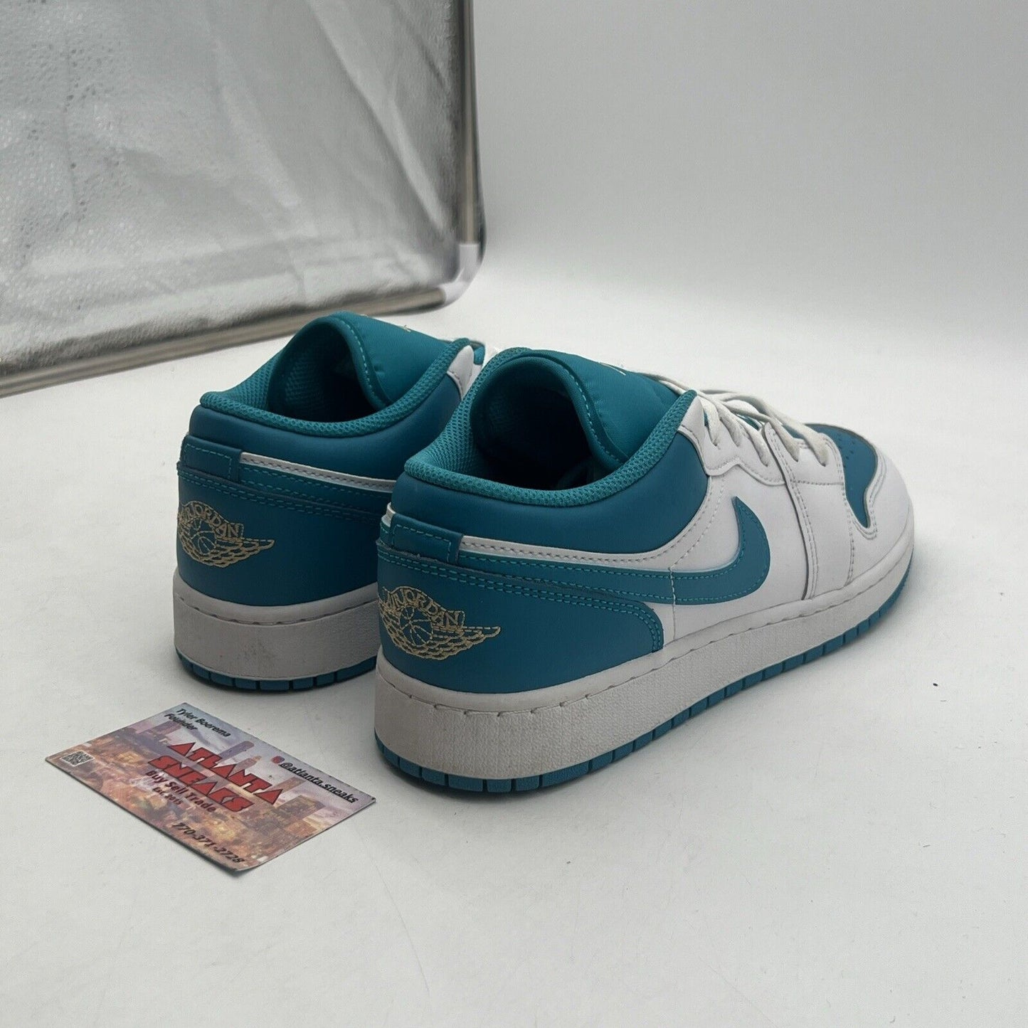 Size 7 (GS) - Jordan 1 Low Aquatone White Teal Suede Leather (553560-174)