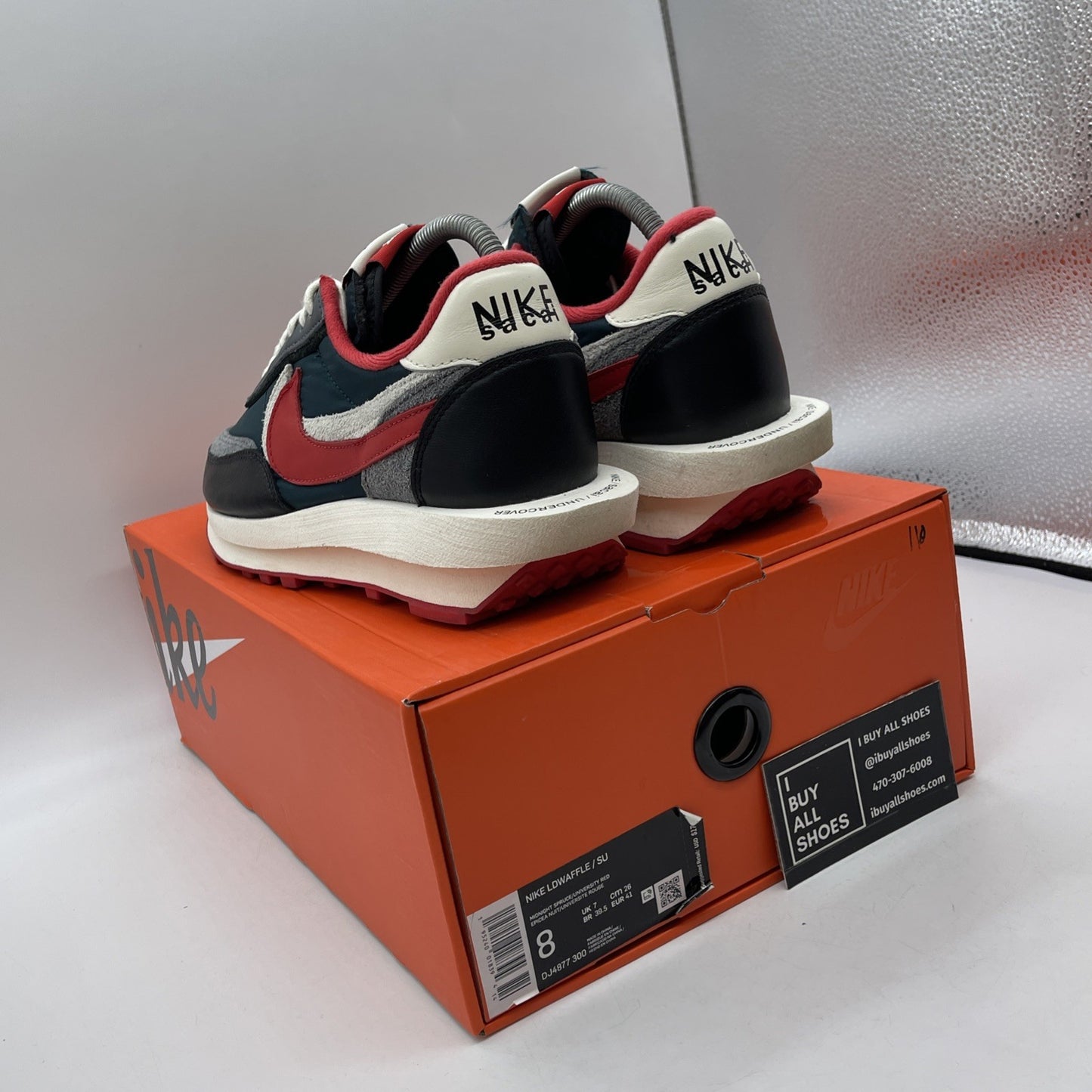 Size 8 - Nike sacai x Undercover x LDWaffle Midnight Spruce University Red