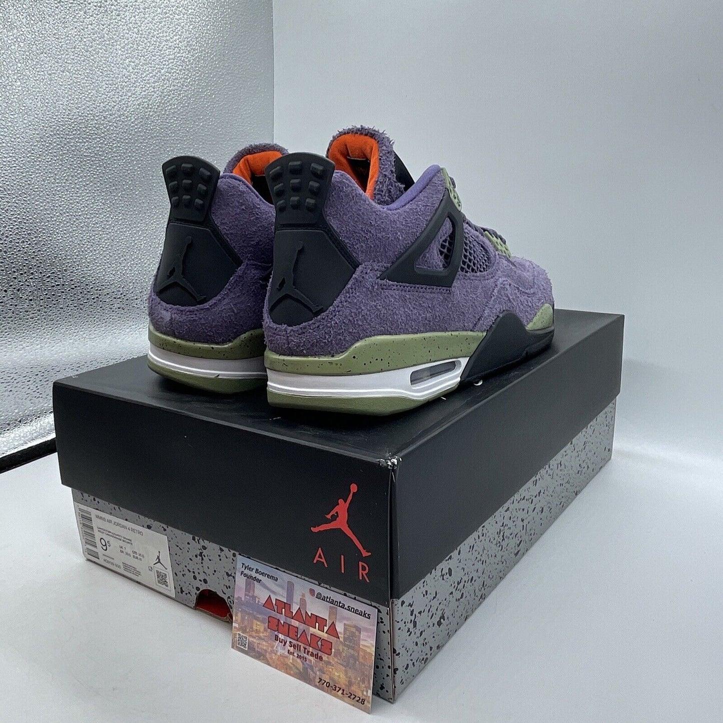 Size 9.5W - Jordan 4 Retro Canyon Purple Green Black White Suede (AQ9129-500)