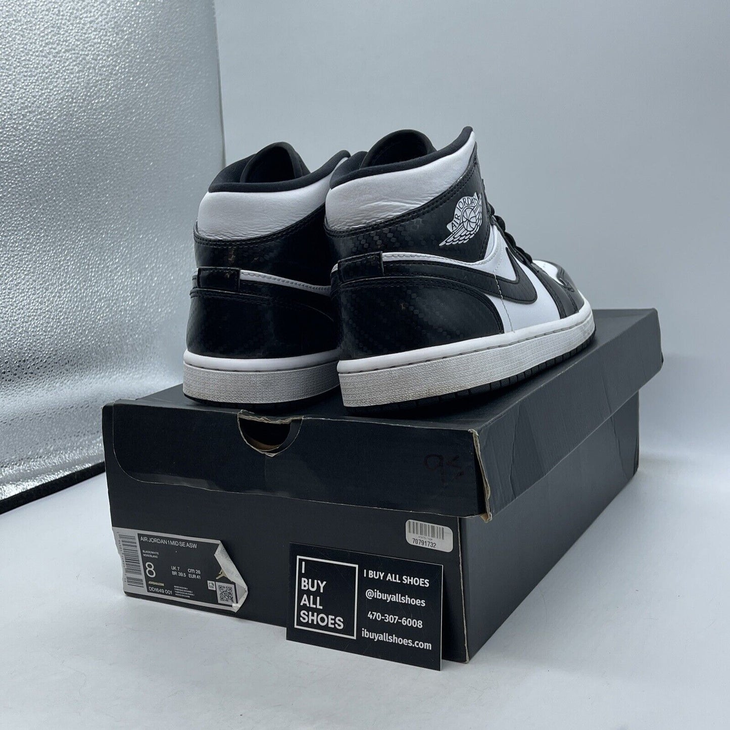 Size 8 - Air Jordan 1 SE Mid All Star White Black Leather (DD1649-001)