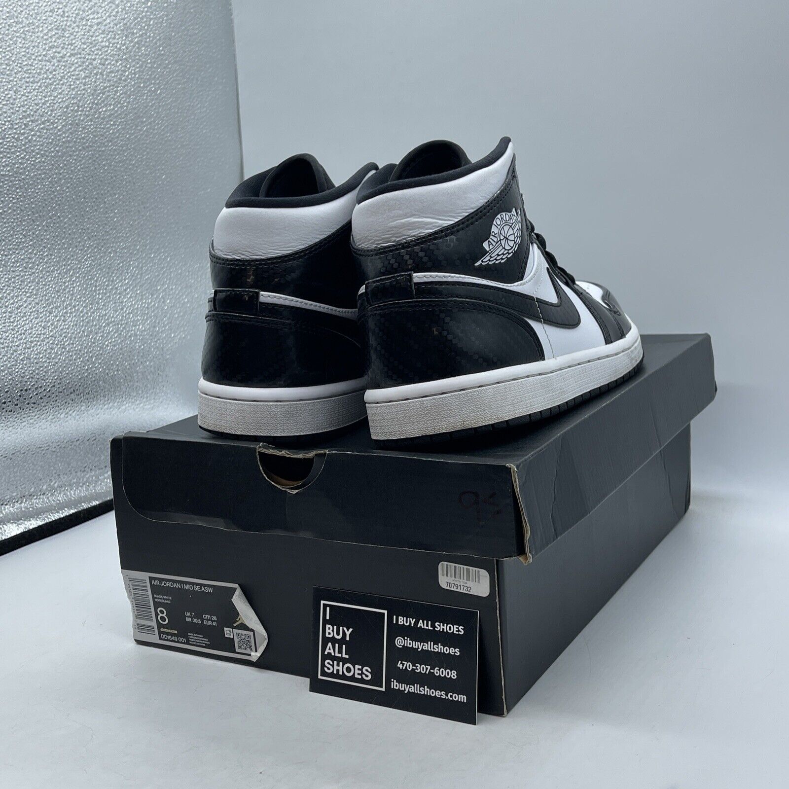 Size 8 - Air Jordan 1 SE Mid All Star White Black Leather (DD1649-001)
