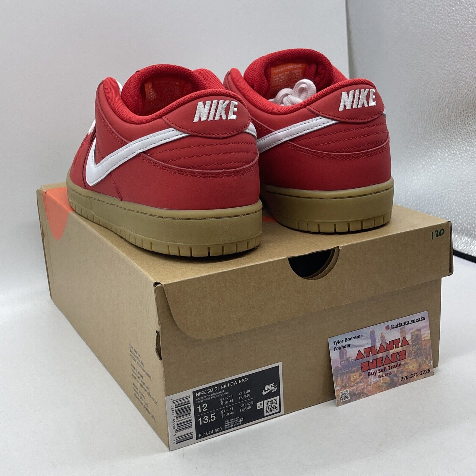 Size 12 - Dunk Low Pro SB University Red Gum White Suede (FJ1674-600)