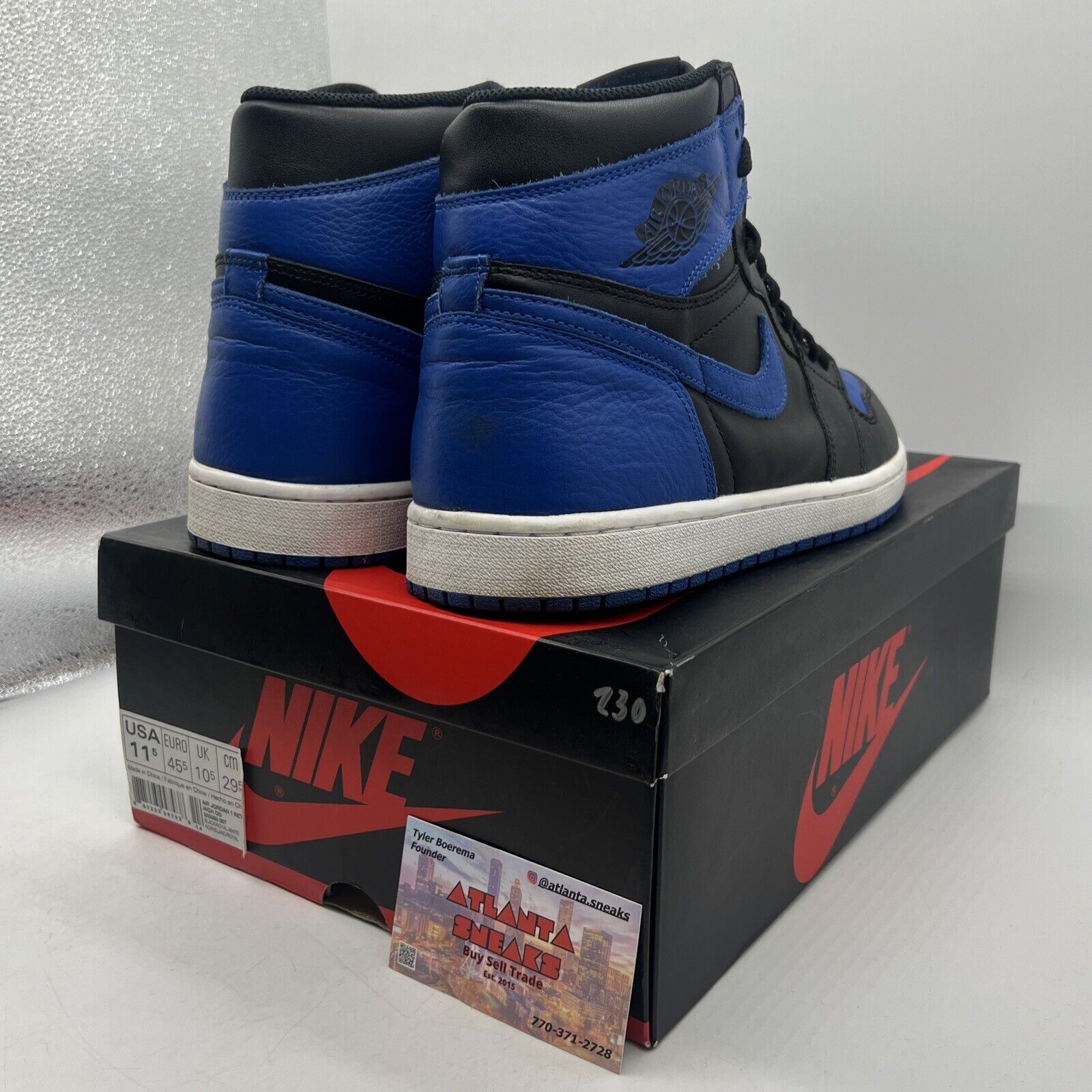 Size 11.5 - Jordan 1 Retro OG High Royal Black White Leather  (555088-007)