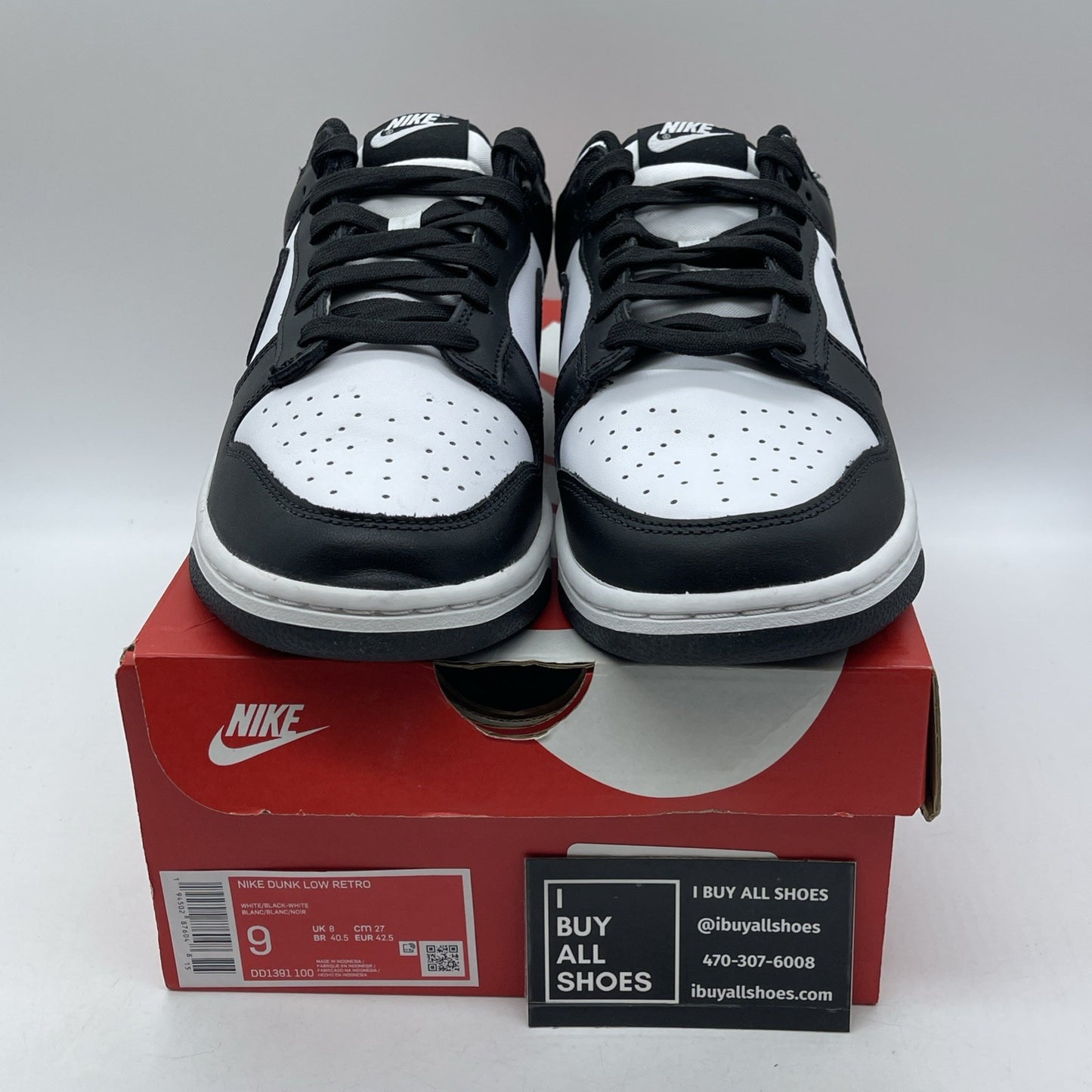 Size 9 - Nike Dunk Low Black White Leather (DD1391-100)