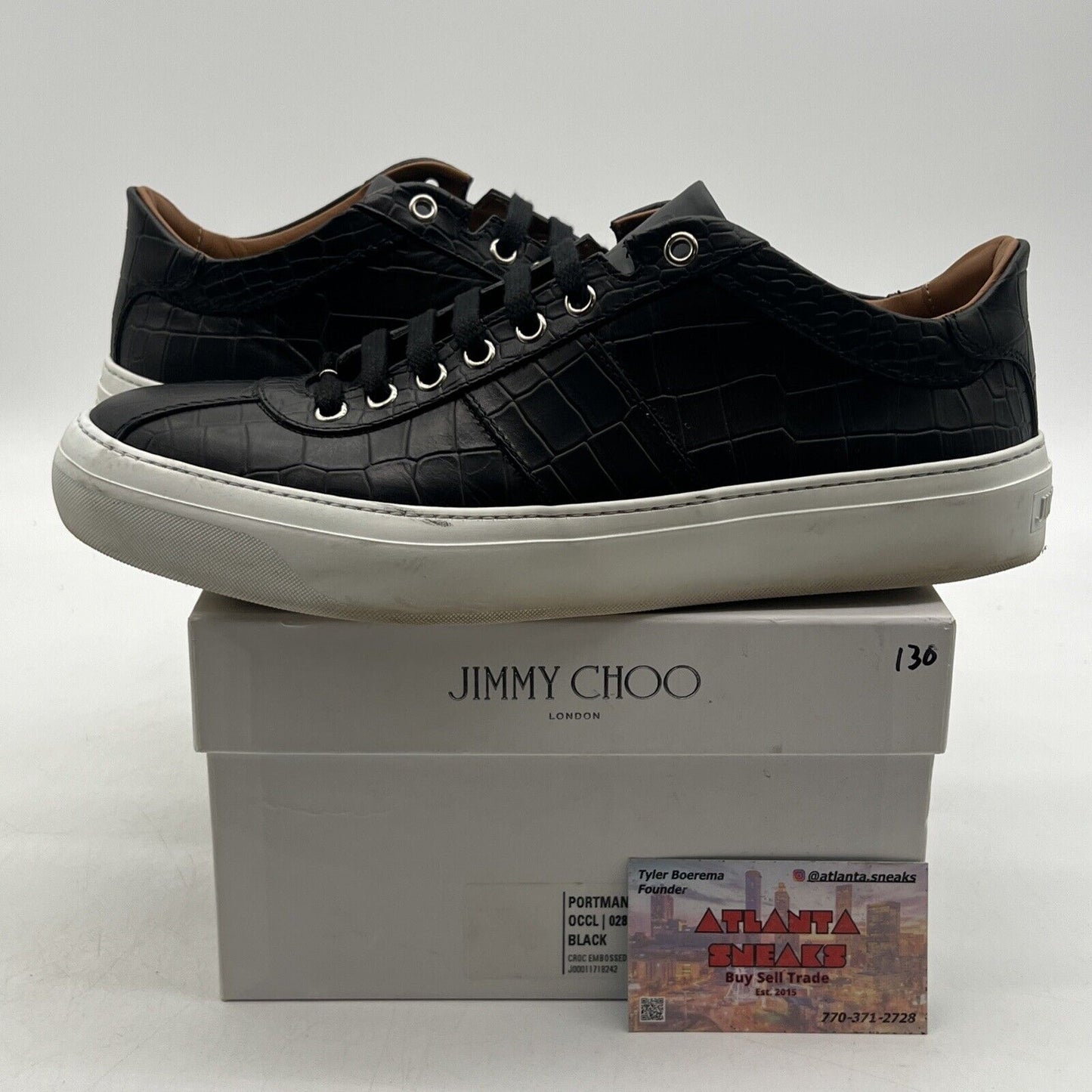 Size 9 - Jimmy Choo Men's Navy Blue Croc Belgravi Ltd Ed Black White Leather