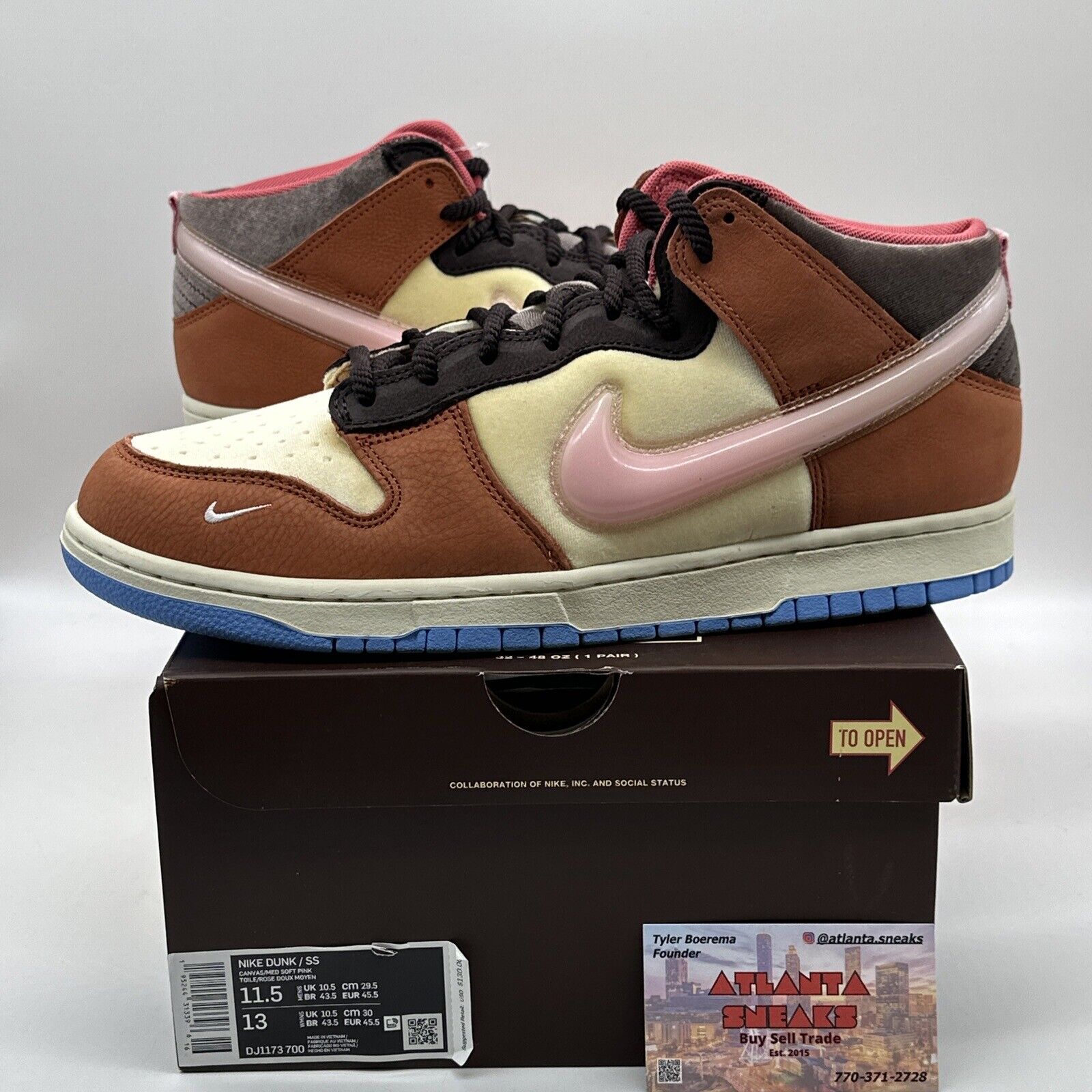 Size 11.5 - Nike Dunk Mid x Social Status Chocolate Milk 2021 Furry Yellow Brown