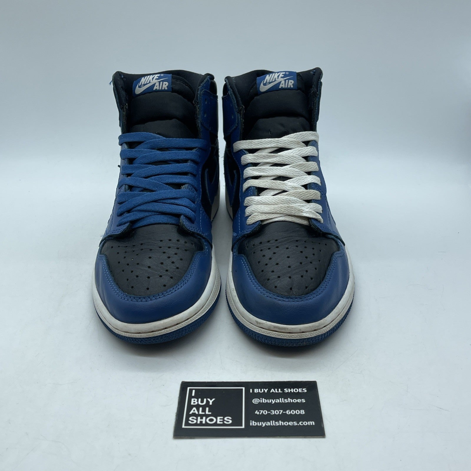 Size 8 - Jordan 1 Retro OG High Dark Marina Blue Black Leather (555088-404)