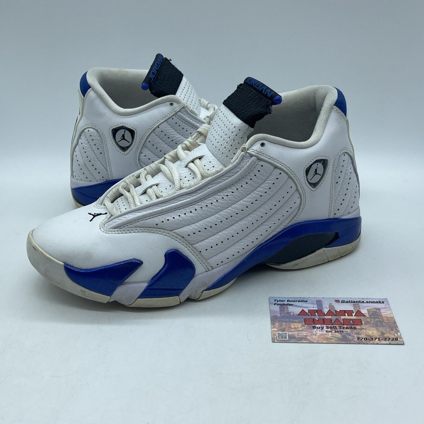 Size 9 - Air Jordan 14 Retro Hyper Royal Blue Black White Leather (487471-104)