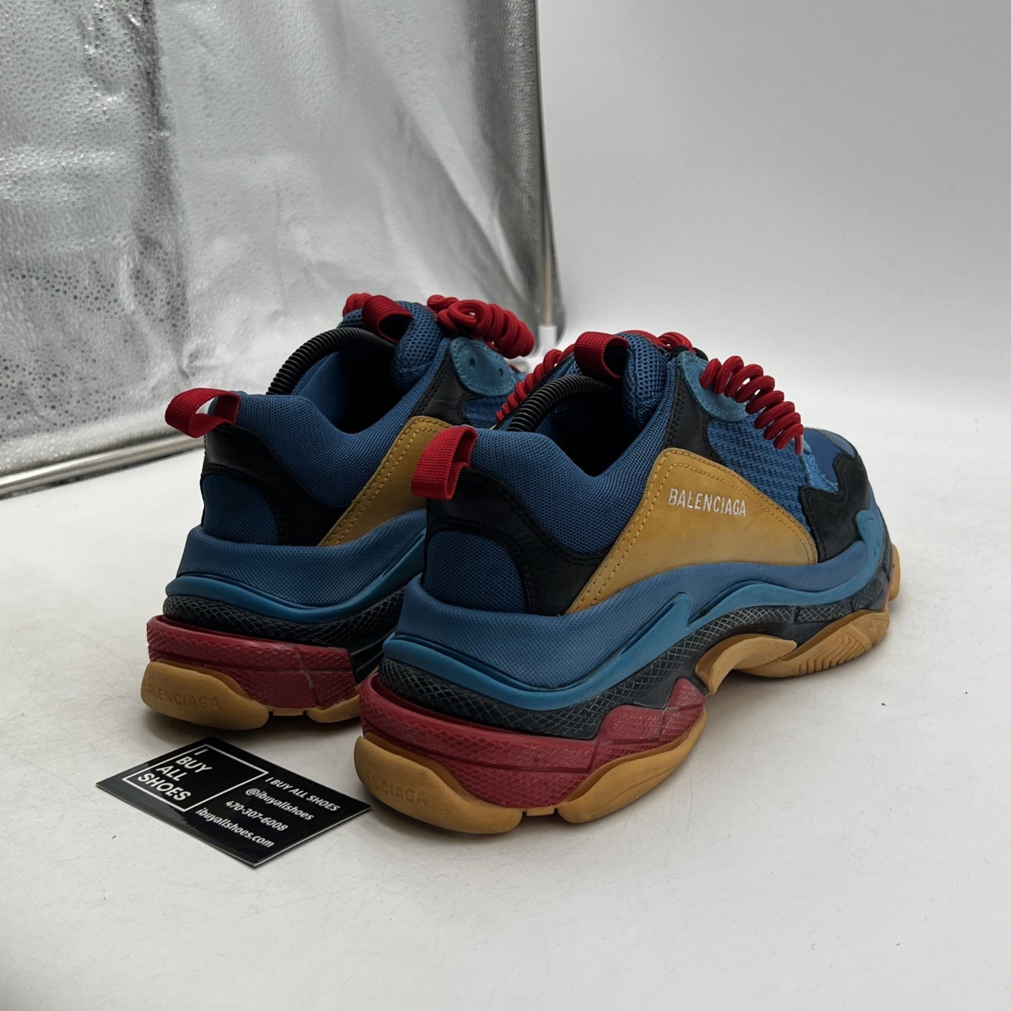 Size 9 - Balenciaga Triple S Sneaker Blue Orange Red Distressed Mens