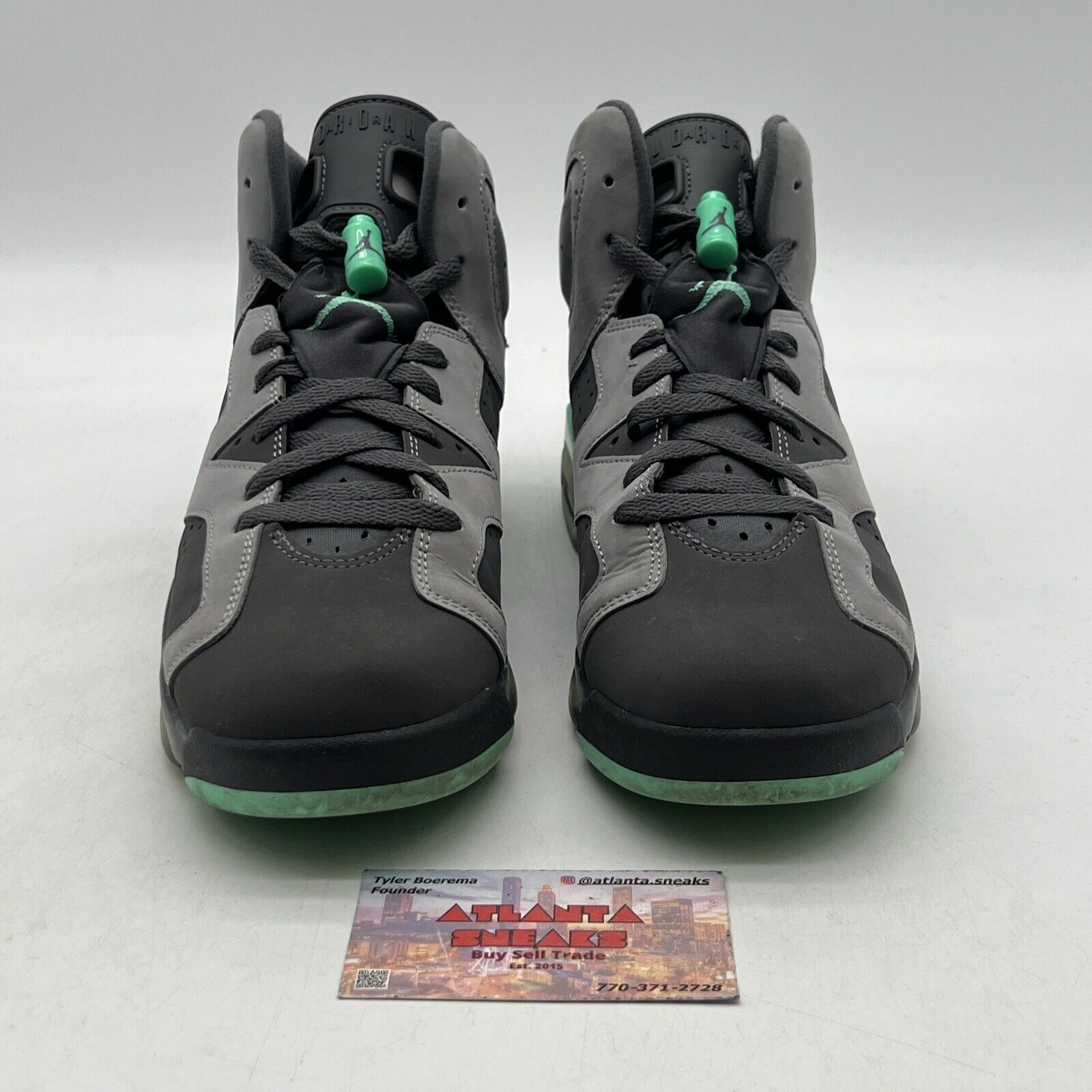 Size 8.5 (GS) - Jordan 6 Mid Green Glow Grey Suede (543390-005)