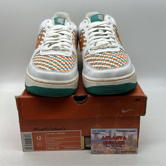 Size 12 - Nike Air Force 1 Premium Miami White Orange Aqua Leather (309096-181)