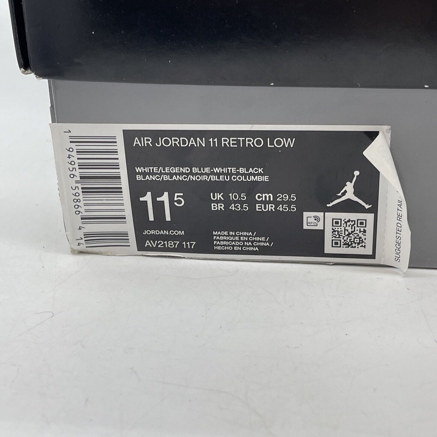 Size 11.5 - Jordan 11 Retro Low Legend Blue Black White Leather (AV2187-117)