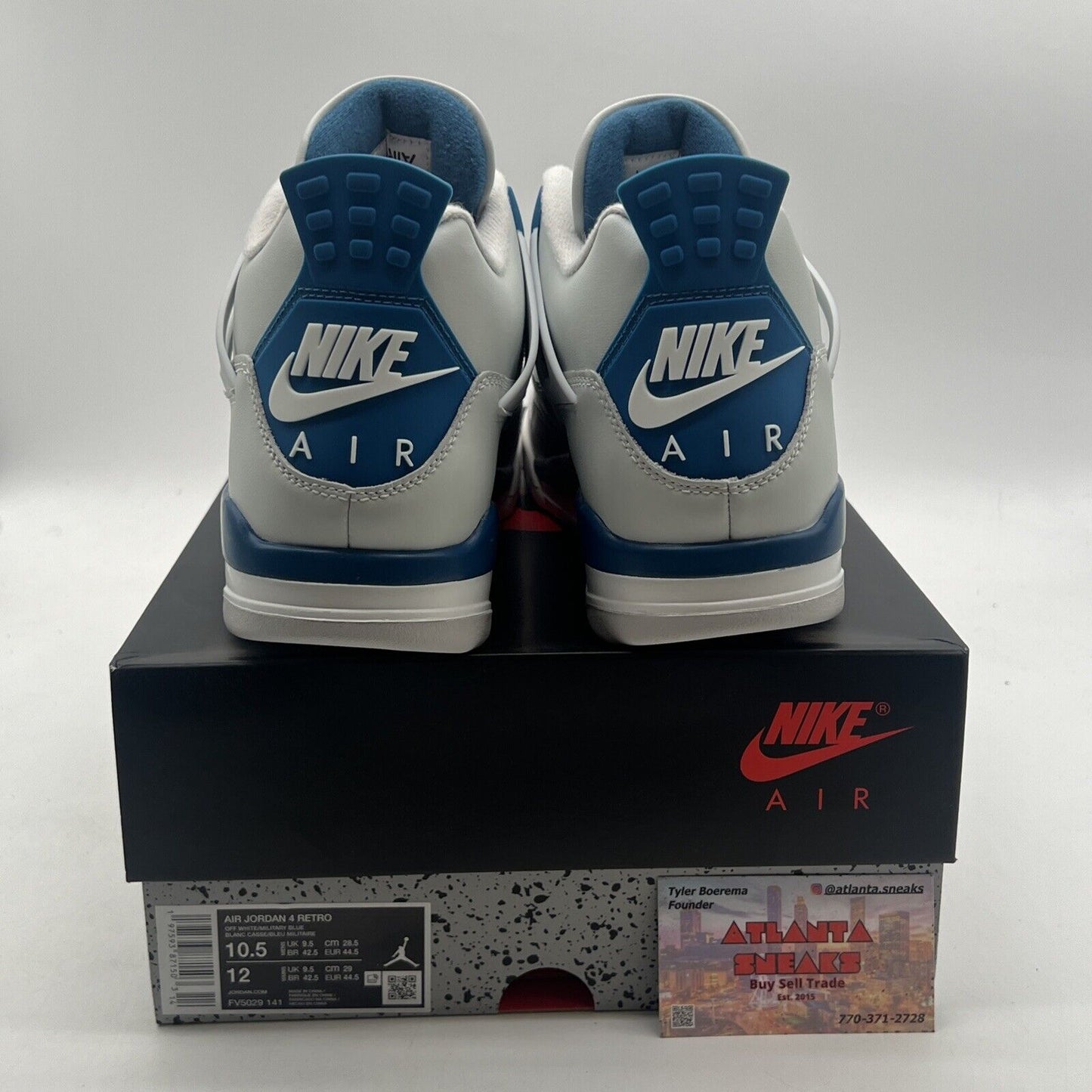 Size 10.5 - Air Jordan 4 Retro 2024 Military Blue (FV5029-141).