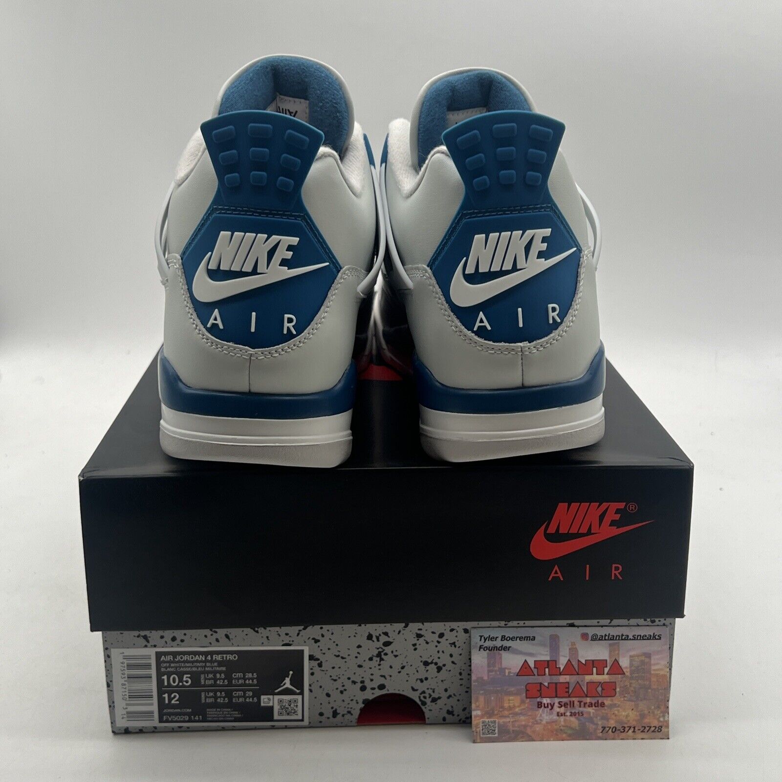 Size 10.5 - Air Jordan 4 Retro 2024 Military Blue (FV5029-141).