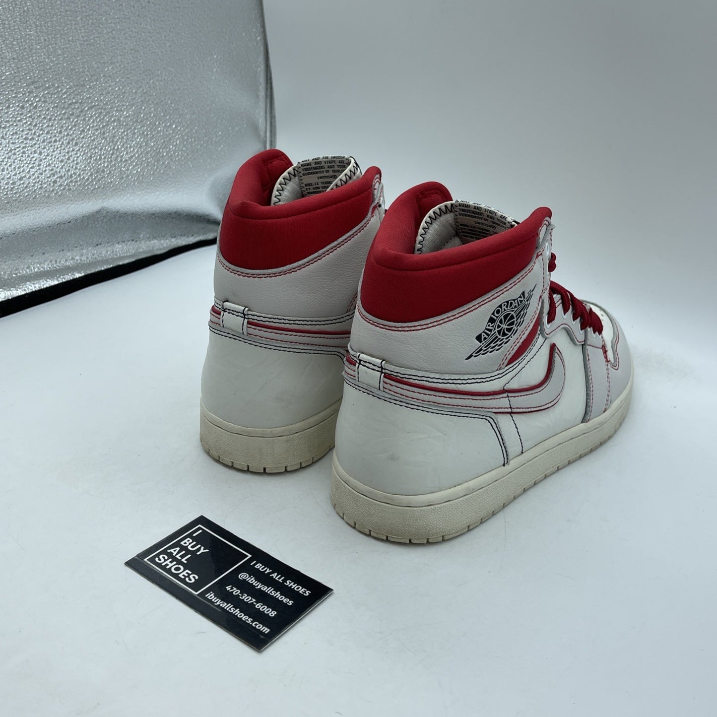 Size 9.5 - Air Jordan 1 Retro OG High Phantom Tan Red Leather (555088-160)