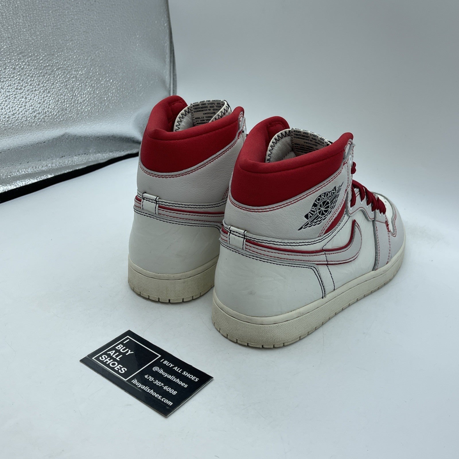 Size 9.5 - Air Jordan 1 Retro OG High Phantom Tan Red Leather (555088-160)