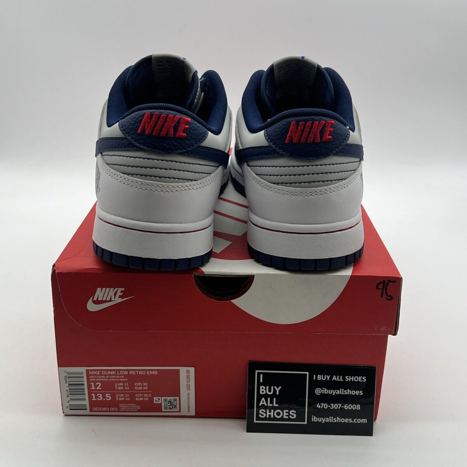 Size 12 - Nike NBA x Dunk EMB Low 75th Anniversary - Nets (DD3363-001)