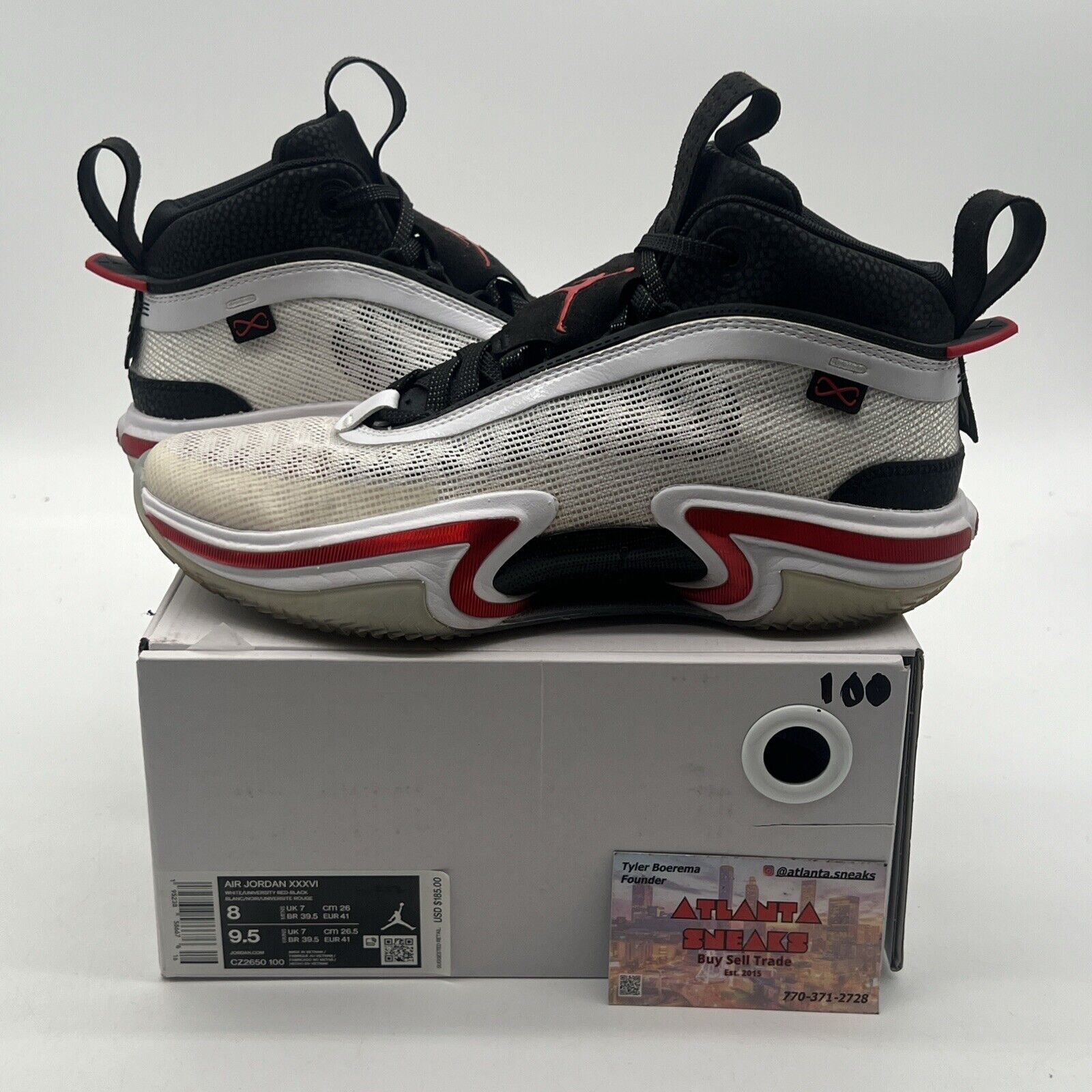 Size 8 - Air Jordan 36 Psychic Energy Black Red White (CZ2650-100)