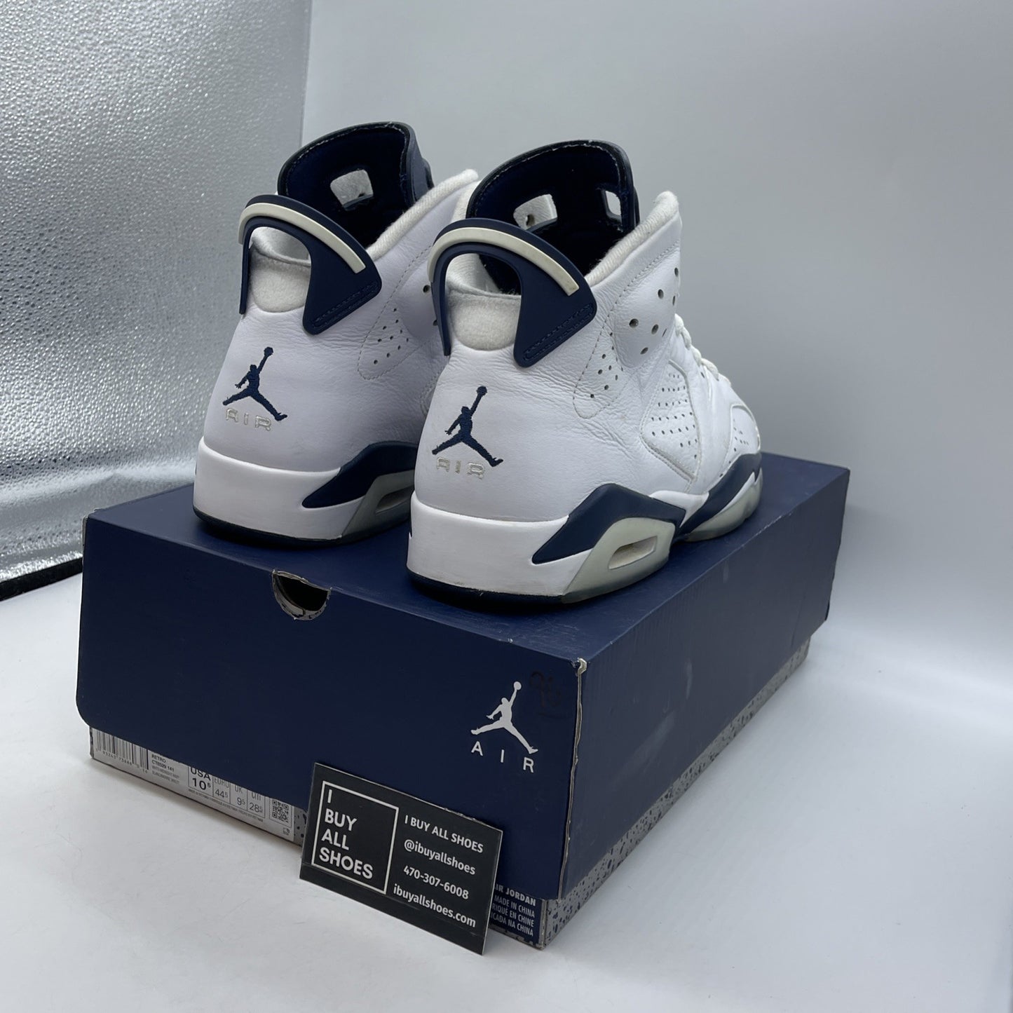 Size 10.5 - Jordan 6 Retro Midnight Navy White Leather (CT8529-141)