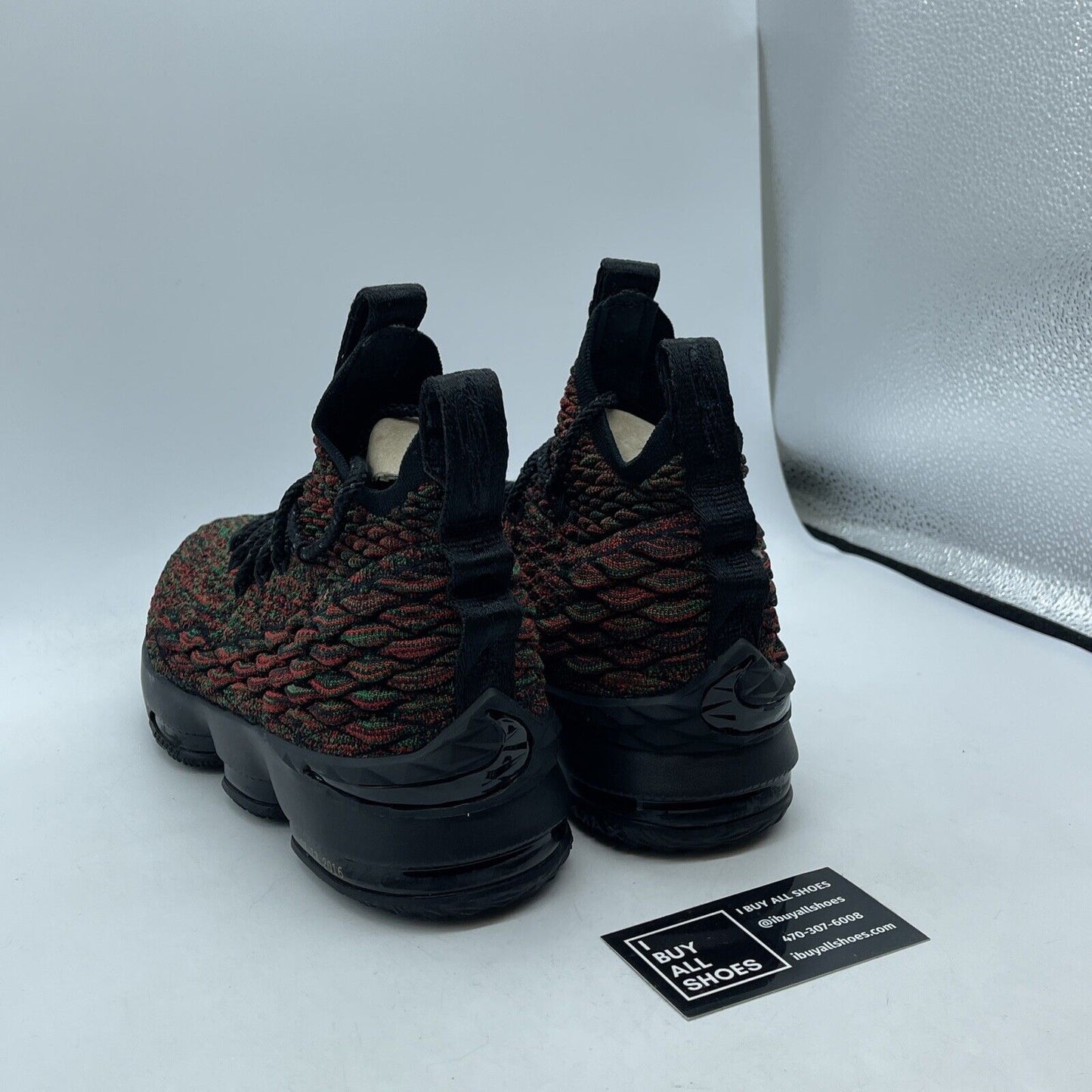 Size 7Y (GS) - Nike LeBron 15 High BHM Green Red Black Suede (943762-900)