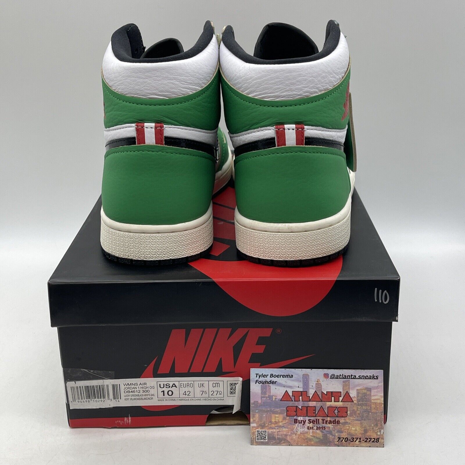 Size 10W - Air Jordan 1 Retro OG High Lucky Green White Leather (DB4612-300)