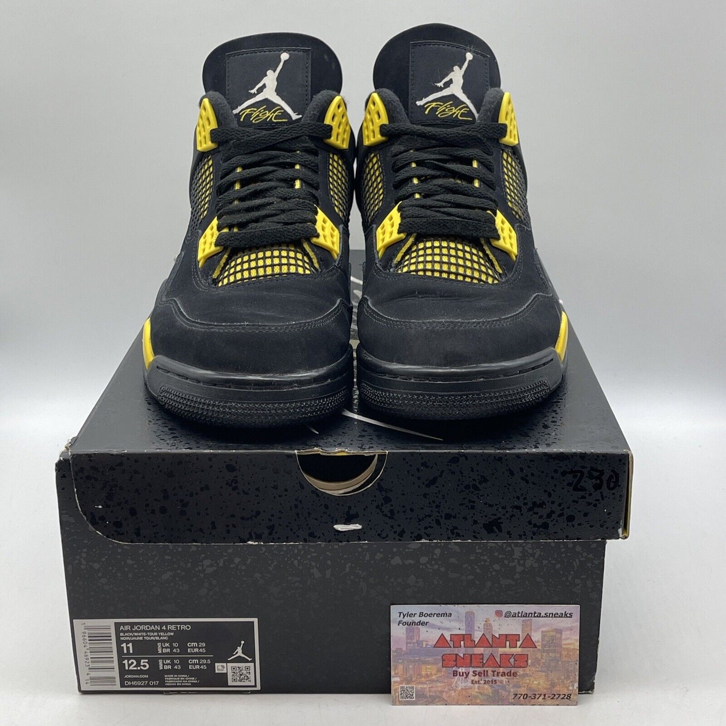 Size 11 - Jordan 4 Retro Low Thunder Black Suede Yellow Leather (DH6927-017)