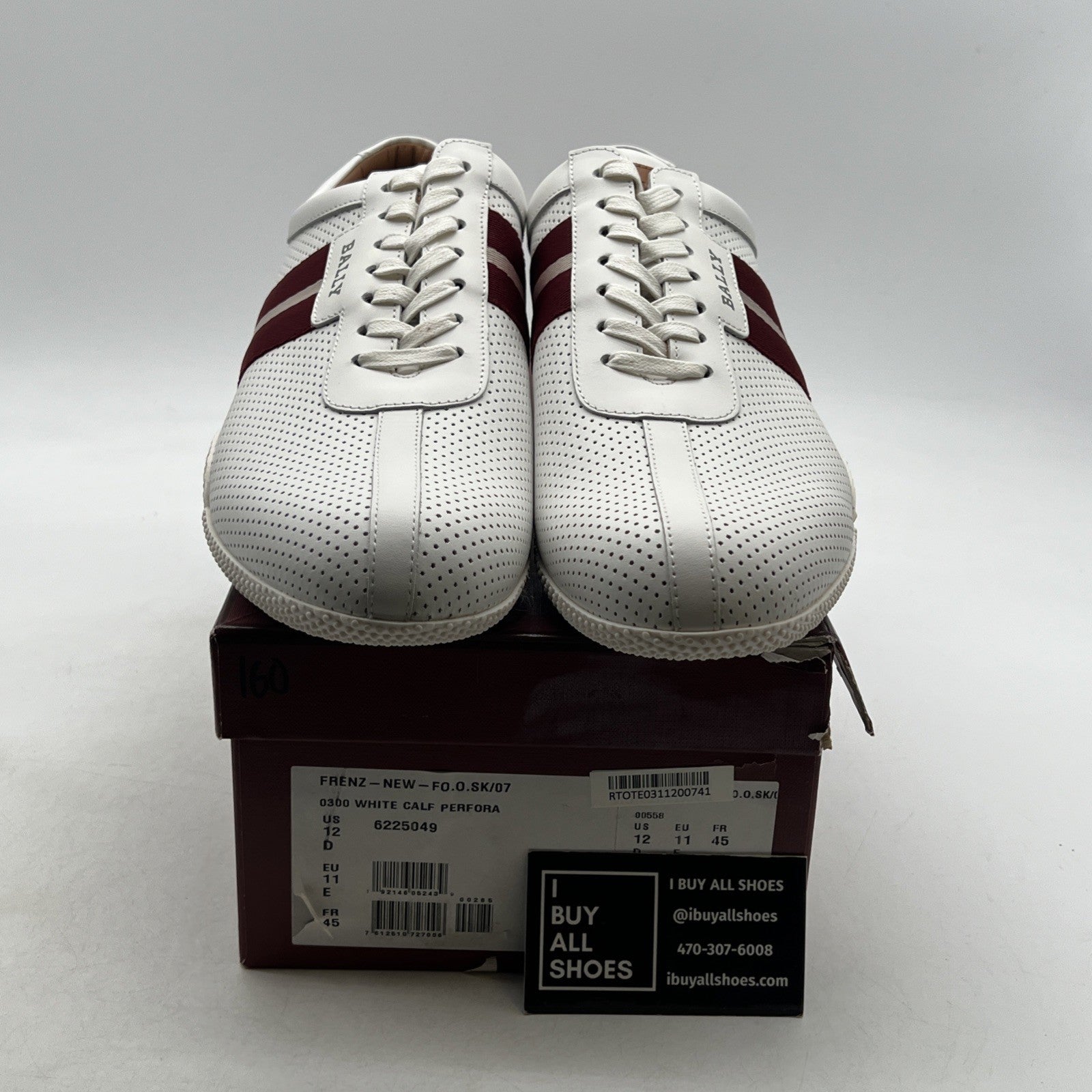 Size 12 - Bally Frenz Men's (6230488) White Leather Sneakers