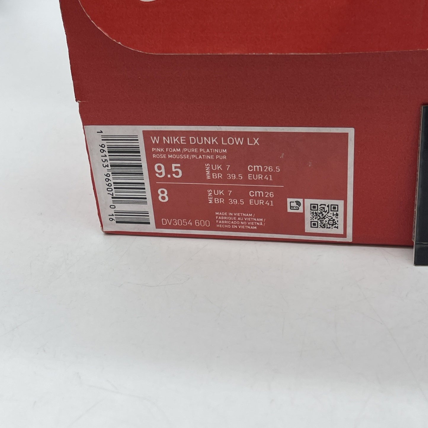 Size 9.5W - Nike Dunk LX Low Pink Foam (DV3054-600)