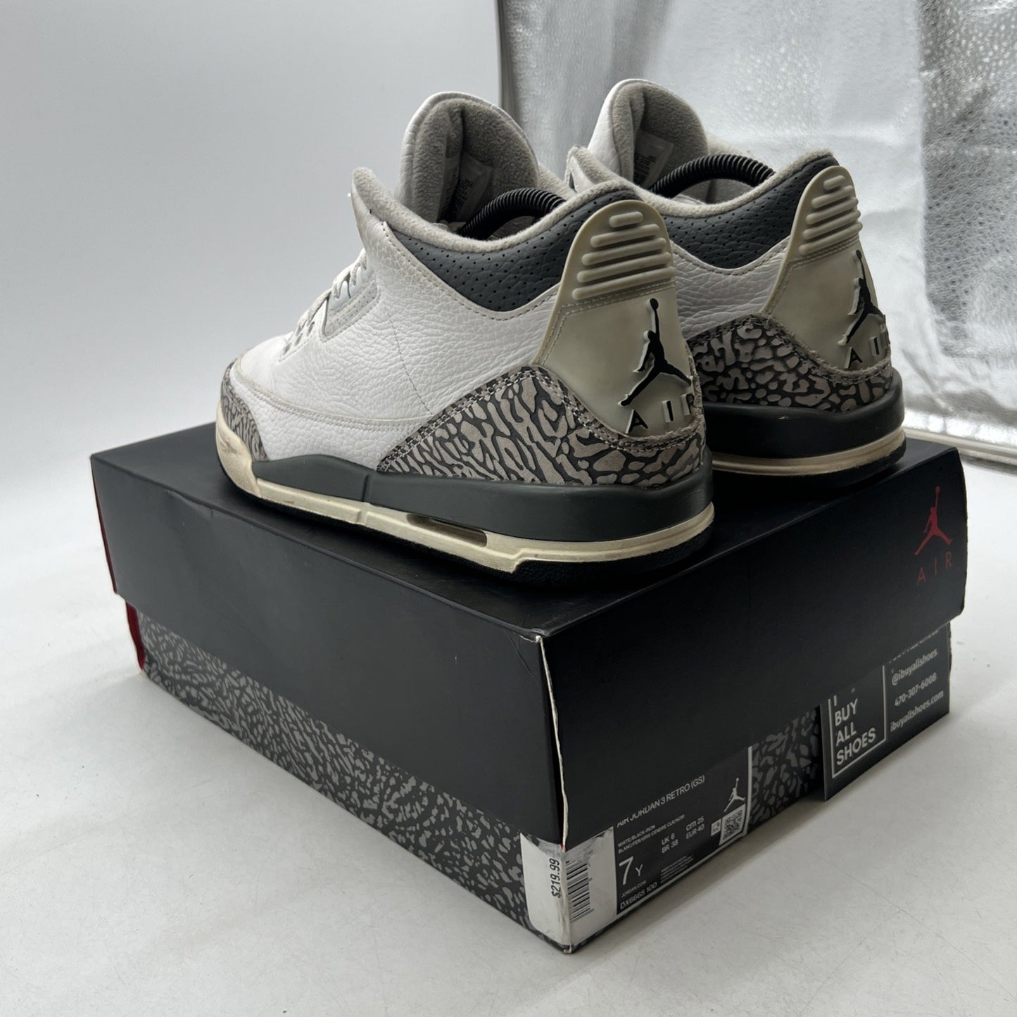 Size 7Y - Nike Air Jordan 3 Retro White/ Black-Iron (DX6665-100)
