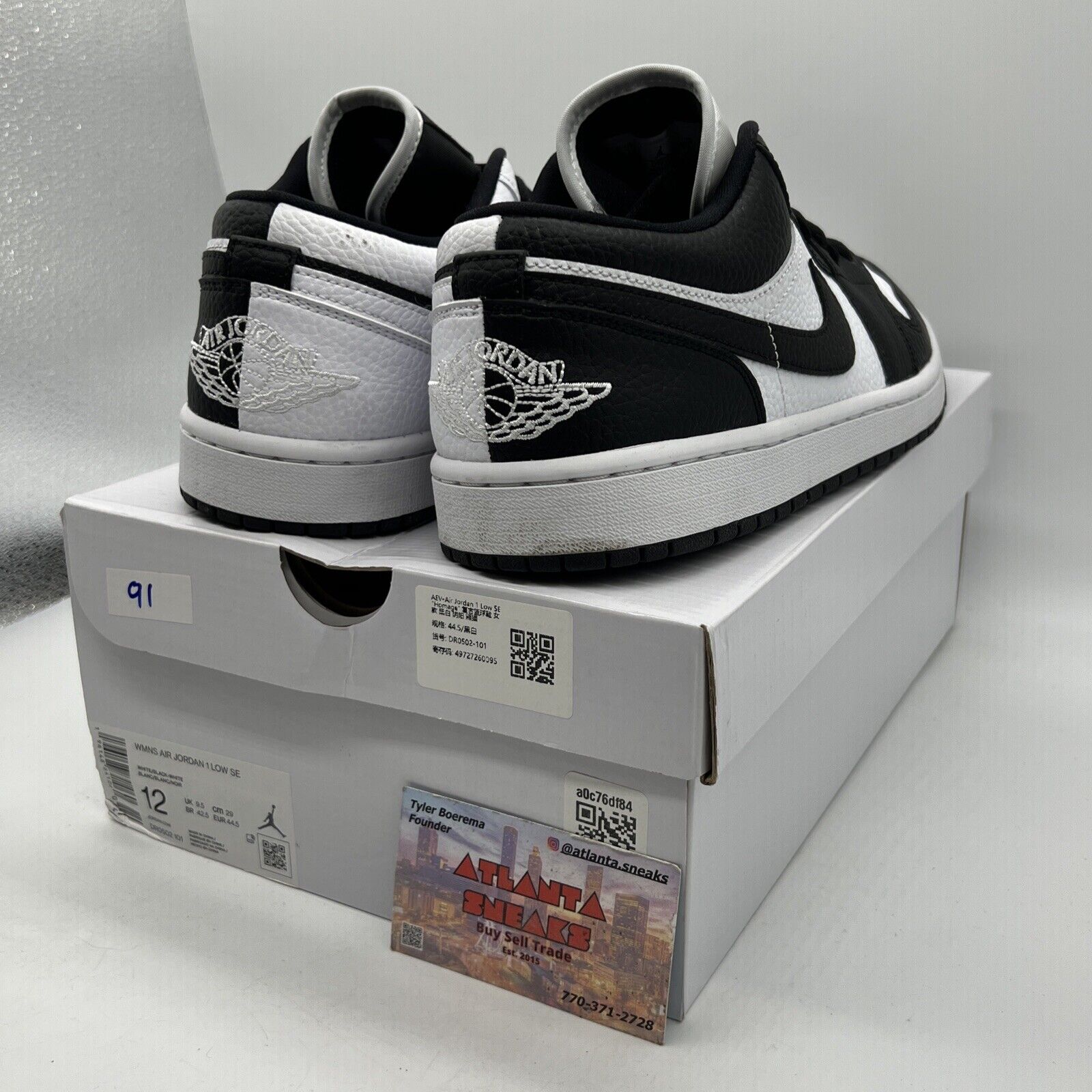 Size 12 - Air Jordan 1 SE Low Homage W Black White Leather