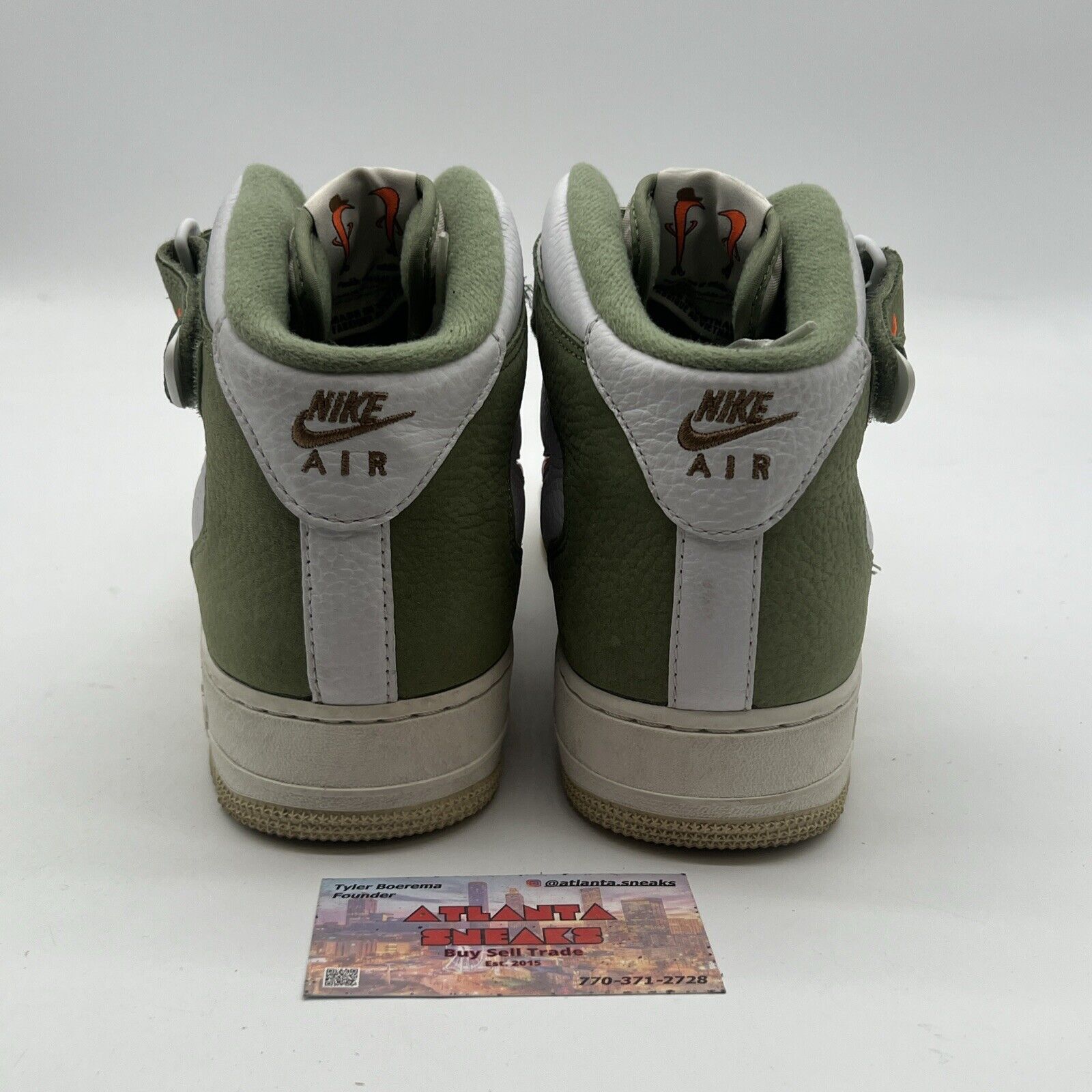 Size 11.5 - Nike Air Force 1 QS Mid Oil Green Orange (DQ3505-100)