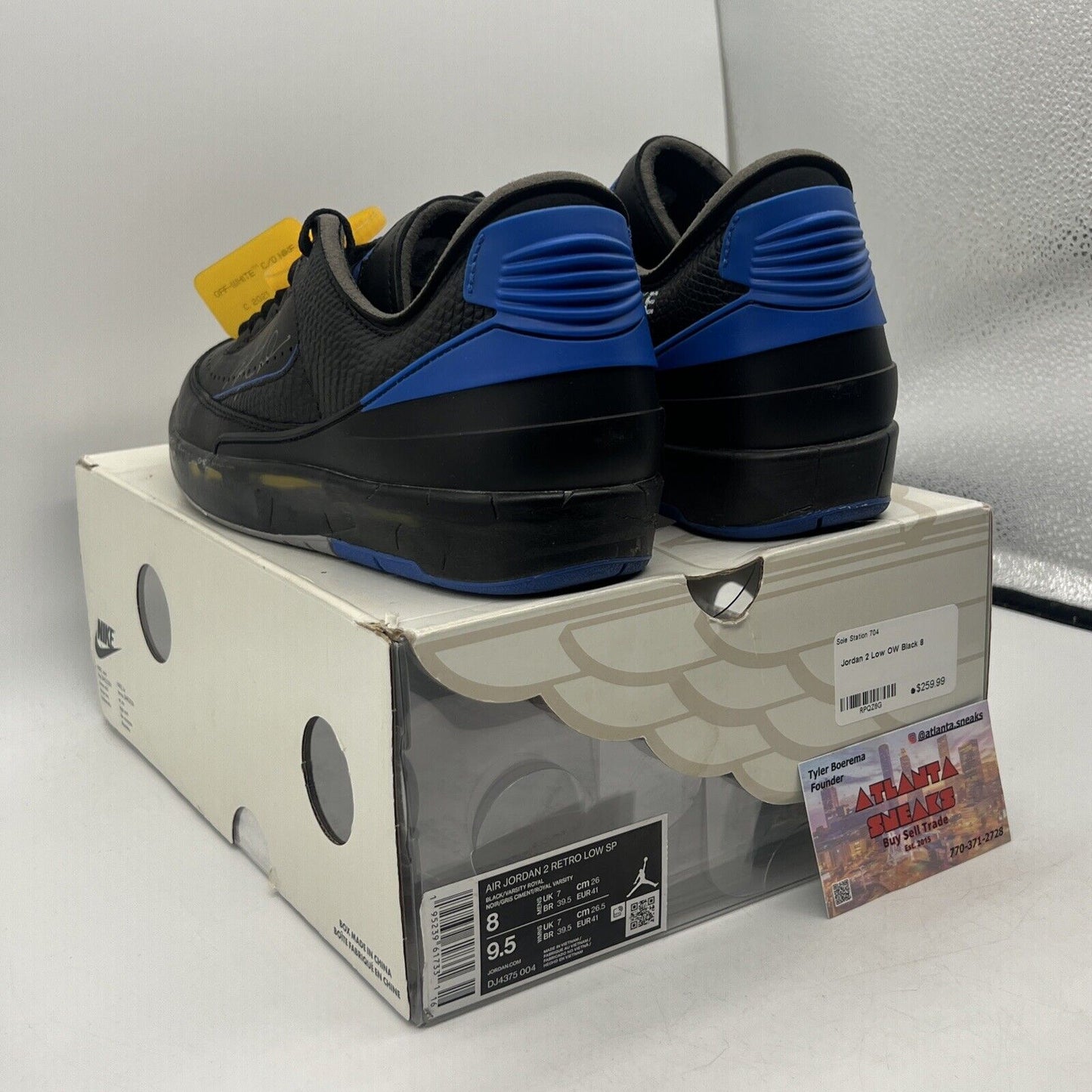 Size 8 - Off-White x Air Jordan 2 Retro SP Low Black Varsity Royal (DJ4375-004)