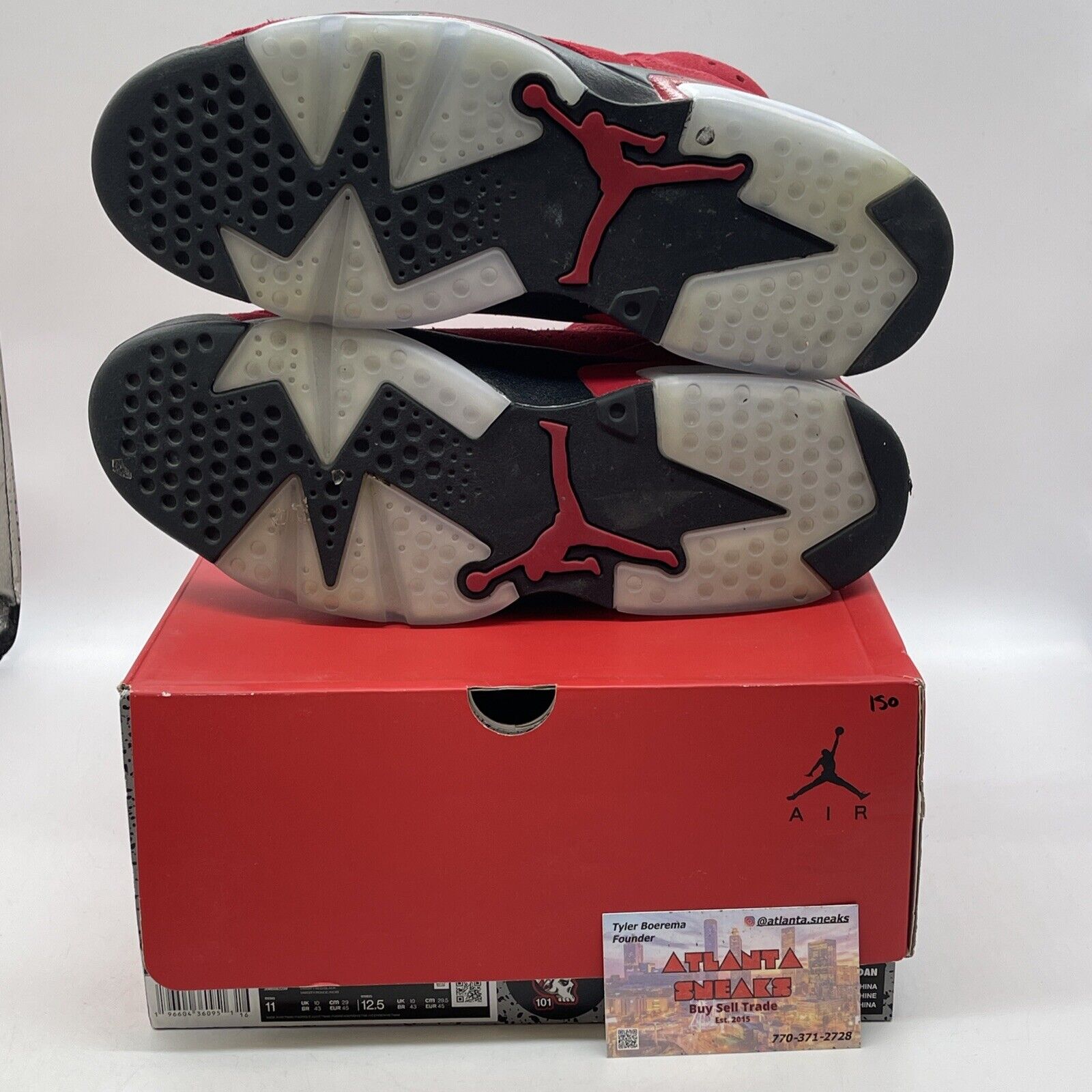 Size 11 - Air Jordan 6 Retro Toro Bravo Black Red Suede Leather (CT8529-600)