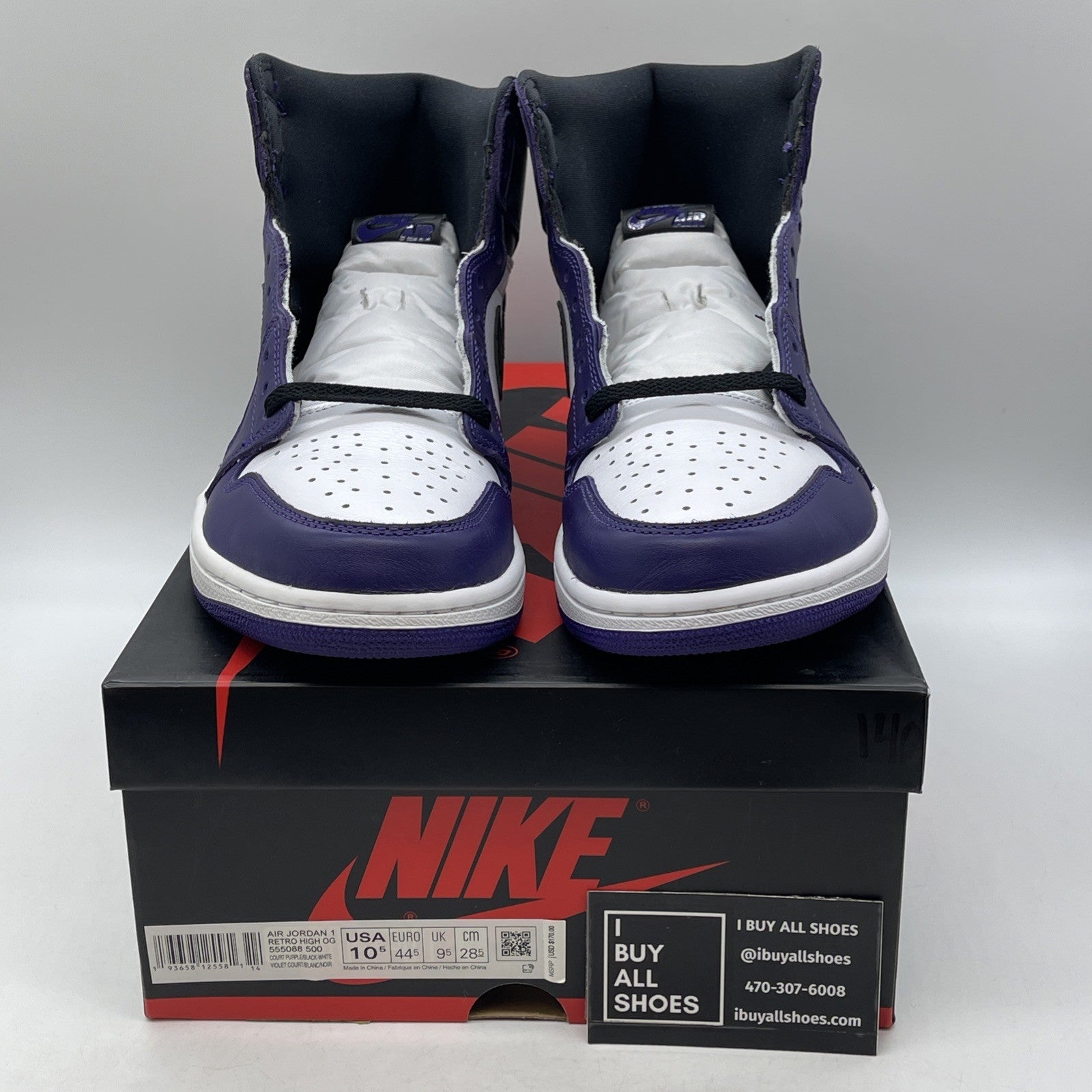 Size 10.5 - Jordan 1 Retro OG High Court Purple 2.0 White Leather (555088-500)