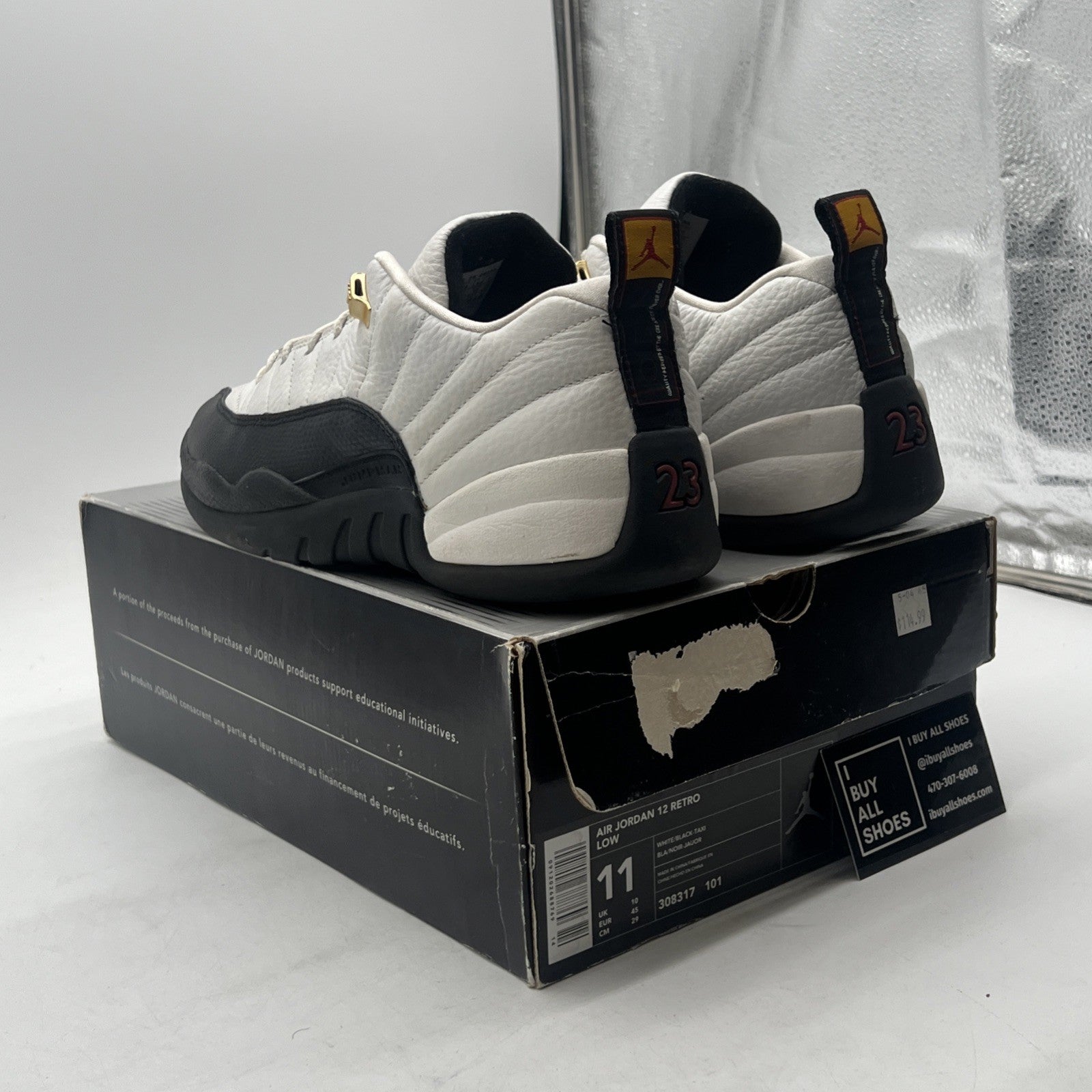 Size 11 - Air Jordan 12 Retro 2004 Low Taxi (308317-101)