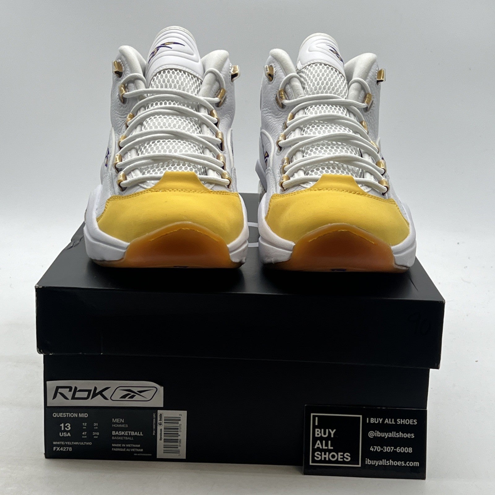 Size 13 - Reebok Question Mid Yellow Toe (FX4278)