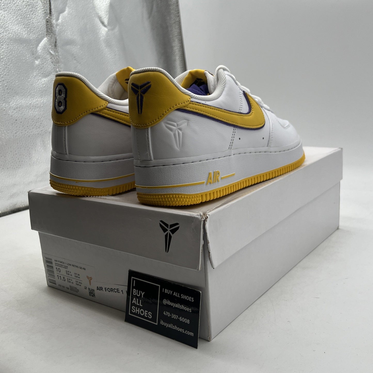 Size 10 - Kobe Bryant x Nike Air Force 1 Retro QS Low Lakers Home (FZ1151-100)