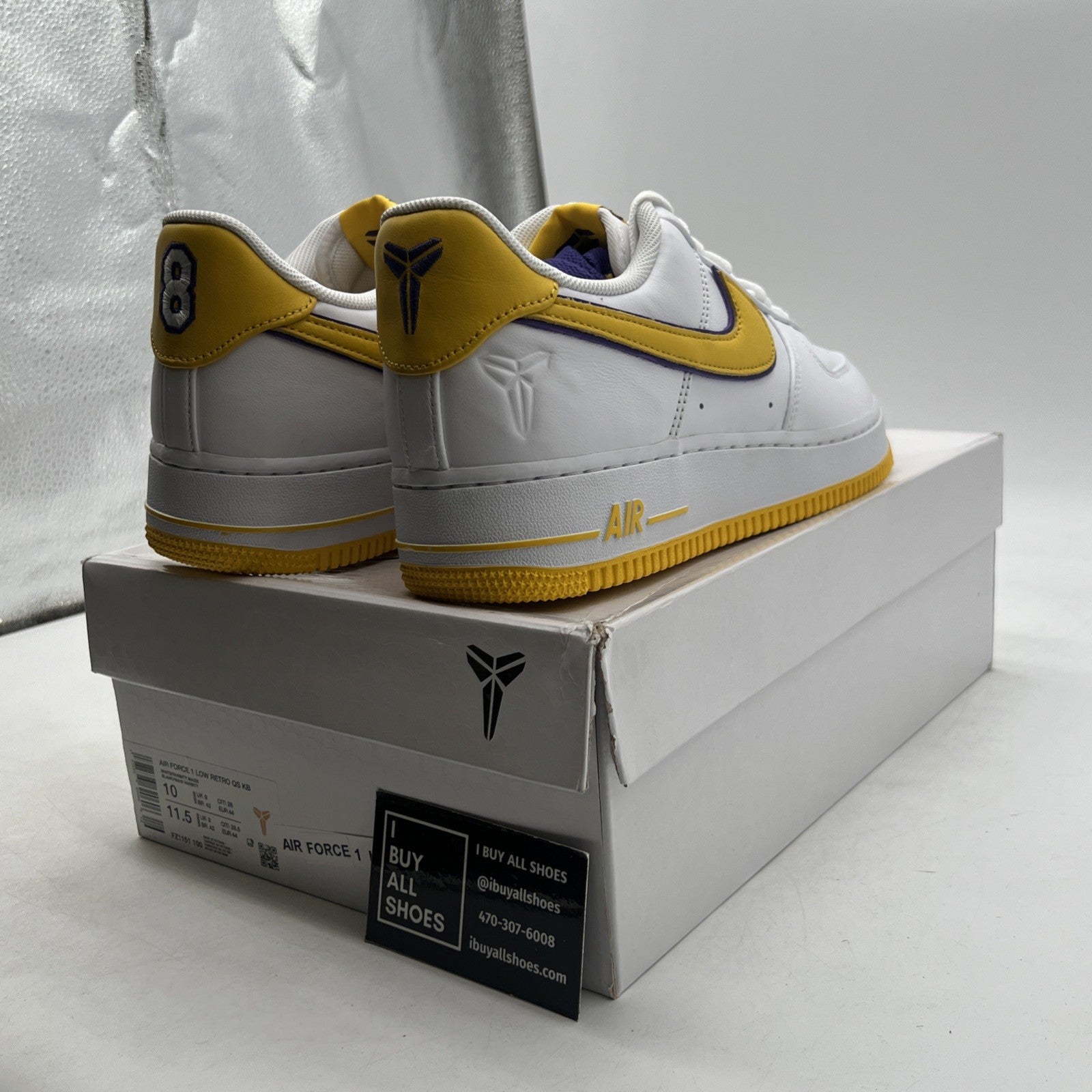 Size 10 - Kobe Bryant x Nike Air Force 1 Retro QS Low Lakers Home (FZ1151-100)