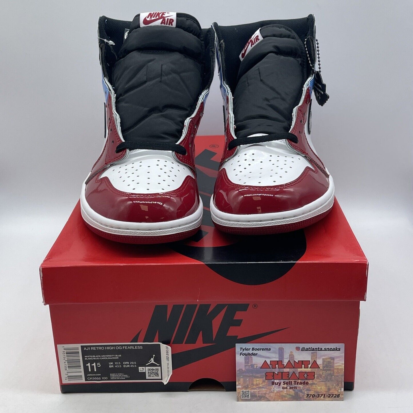 Size 11.5 - Jordan 1 Retro OG High Fearless Blue Red White Leather (CK5666-100)