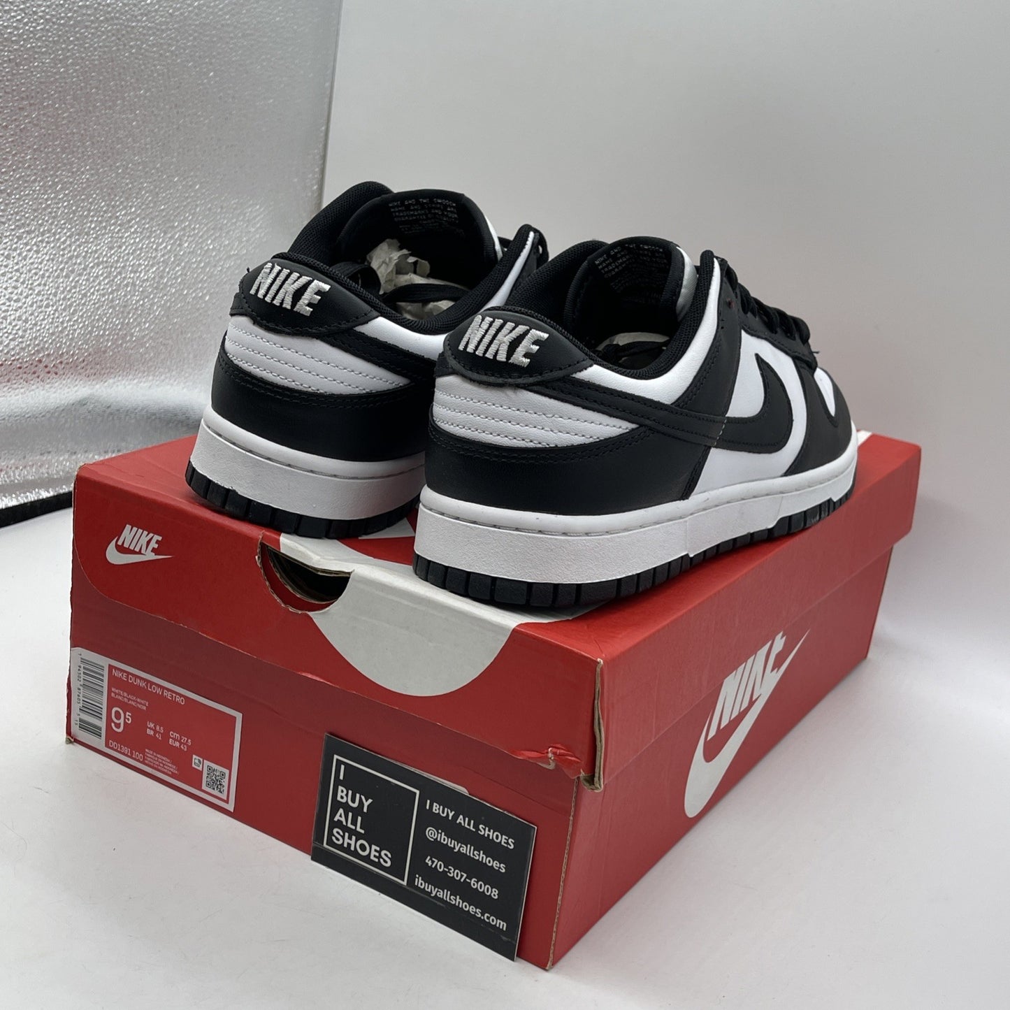 Size 9.5 - Nike Dunk Low Black White Leather (DD1391-100)