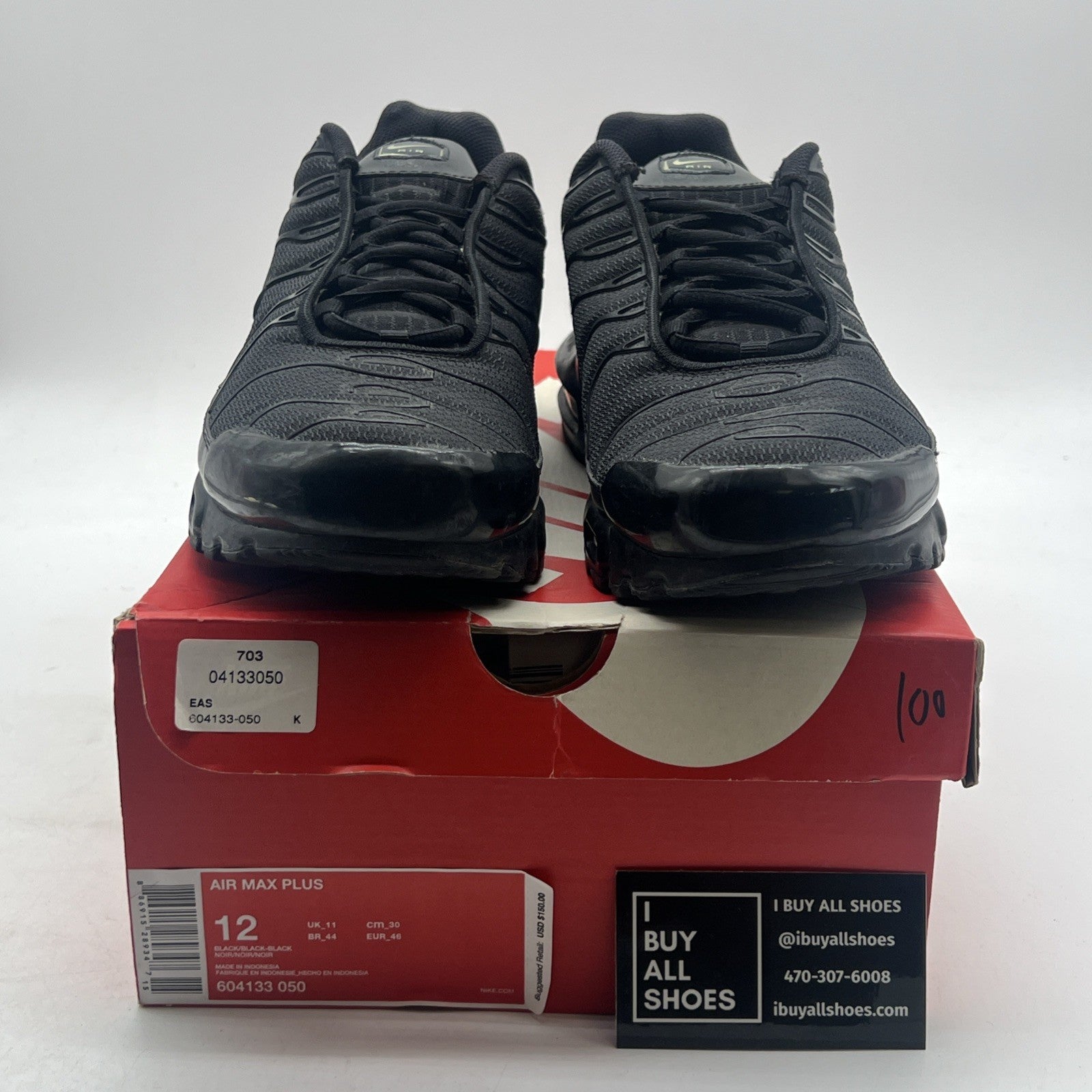 Size 12 - Nike Air Max Plus Low Triple Black (604133-050)