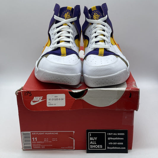 Size 11 - Nike Air Flight Huarache Lakers White Suede Leather (705005-101)