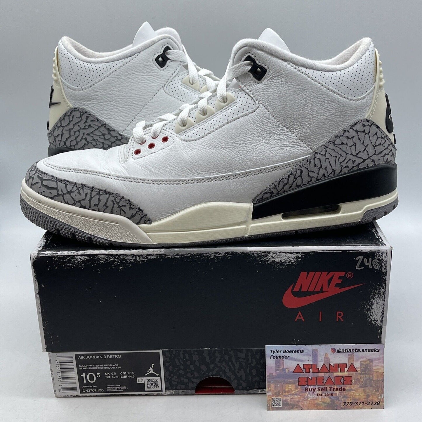 Size 10.5 - Jordan 3 Retro Mid White Cement Reimagined Suede (DN3707-100)