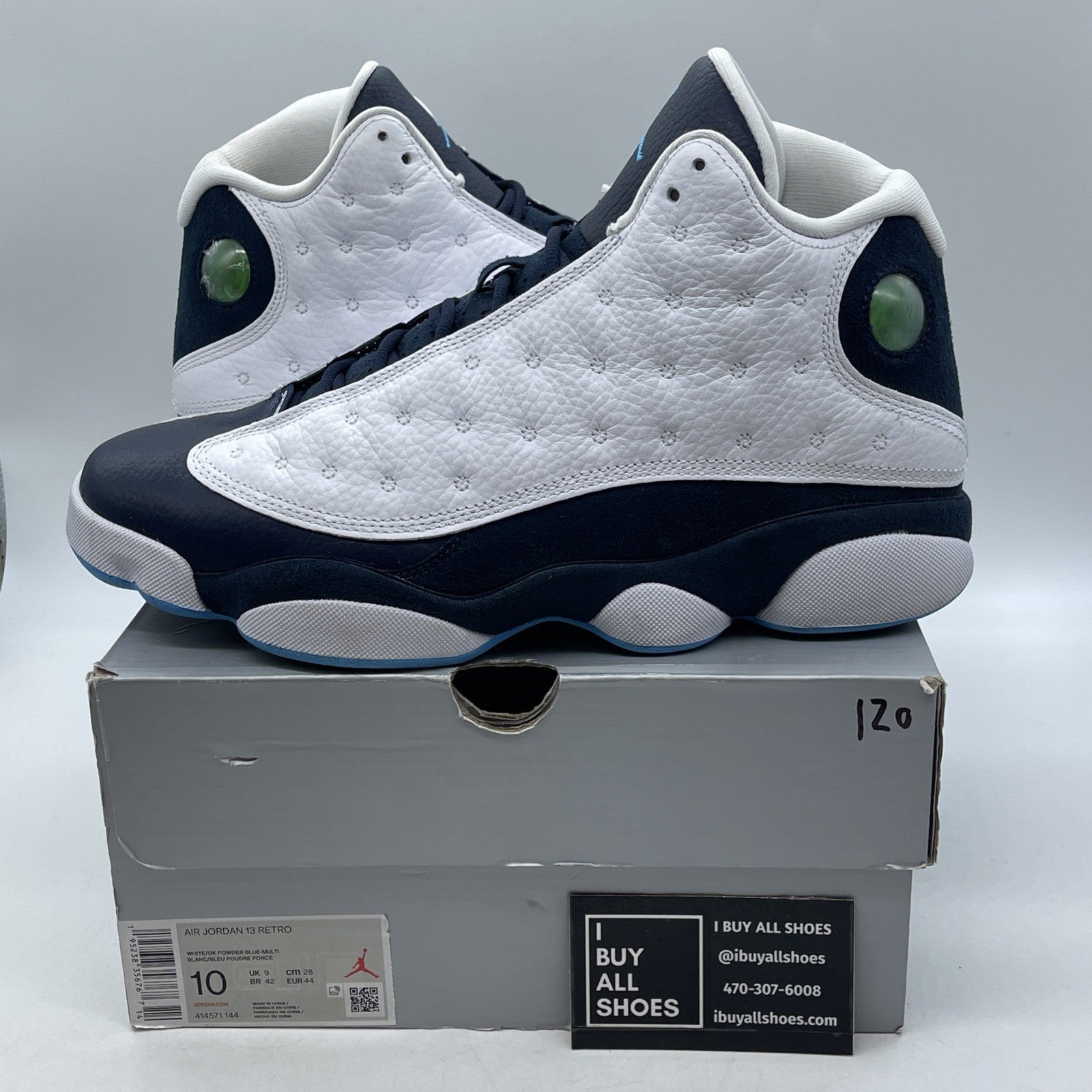 Size 10 - Jordan 13 Retro Obsidian Blue White Suede Leather (414571-144)